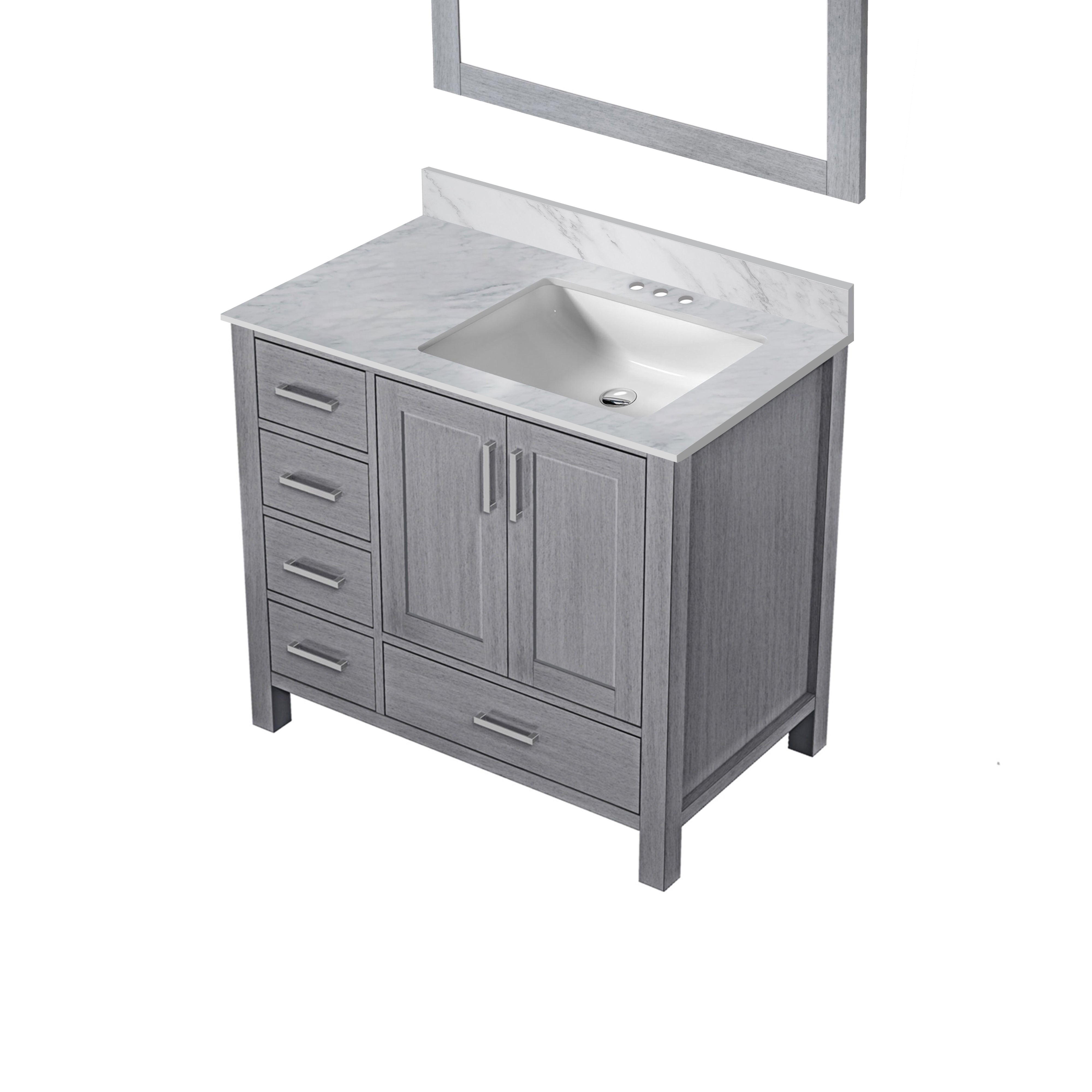 Jacques 36 in. W x 22 in. D Right Offset Distressed Grey Bath Vanity