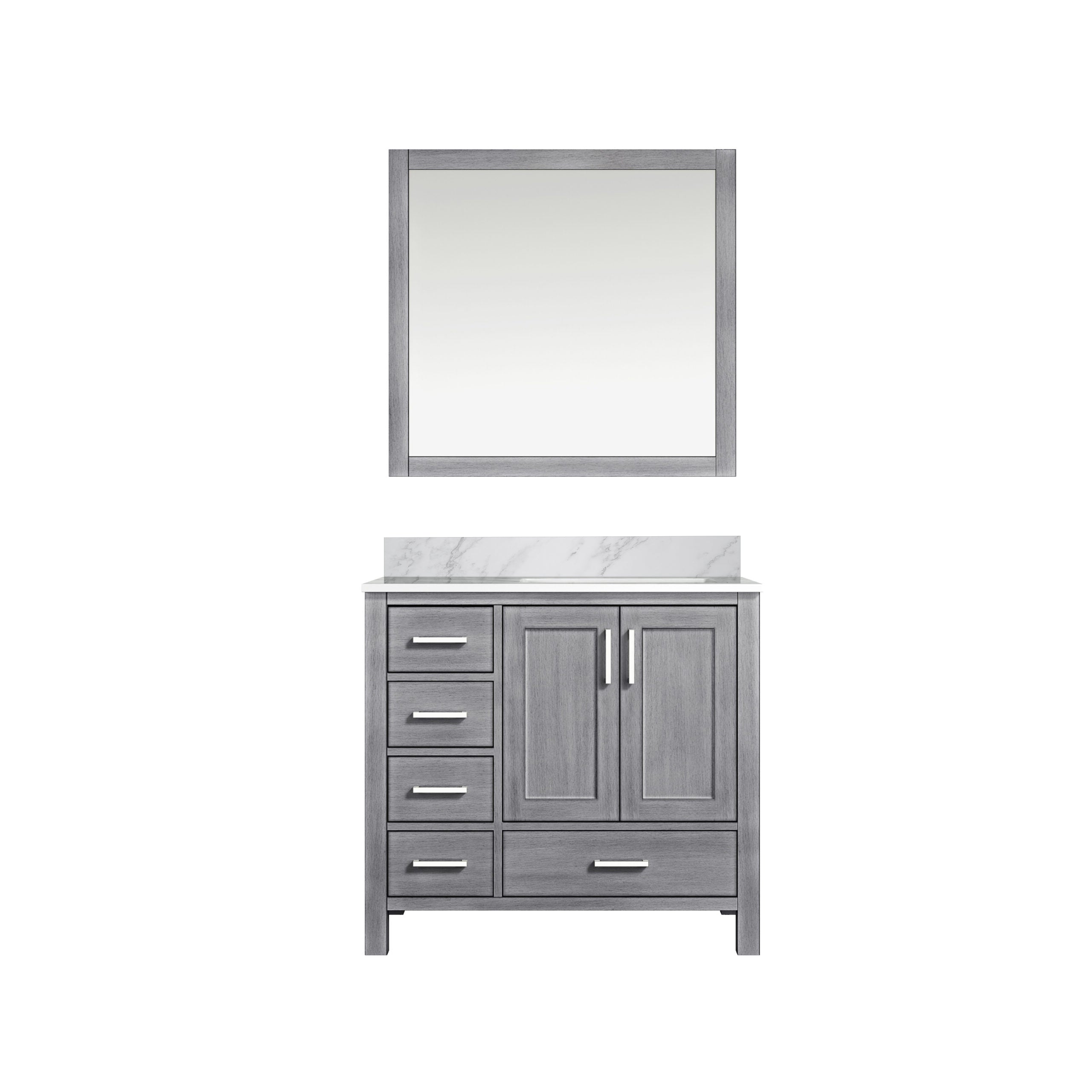 Jacques 36 in. W x 22 in. D Right Offset Distressed Grey Bath Vanity