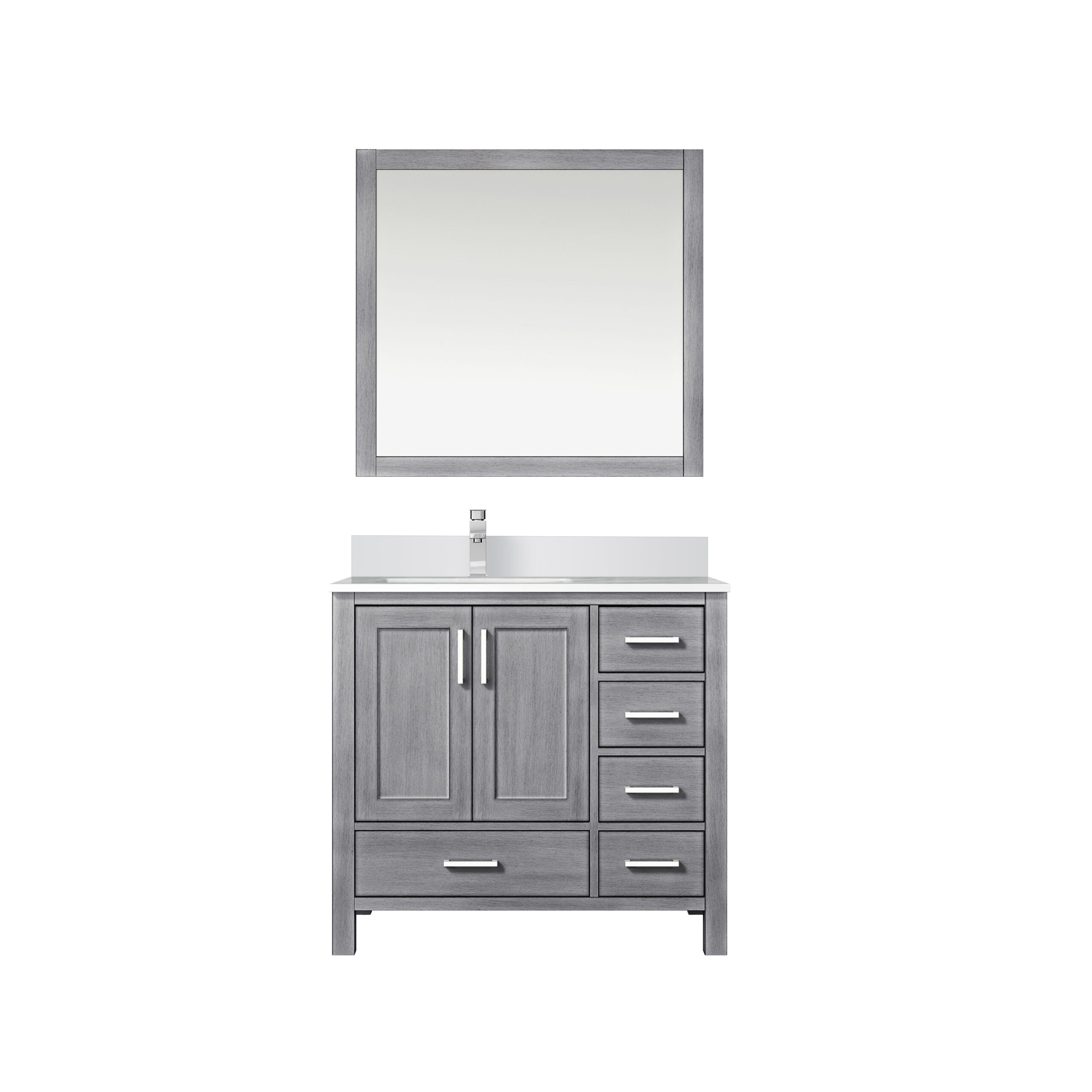 Lexora Jacques 36" Distressed Grey Left-Offset Bathroom Vanity