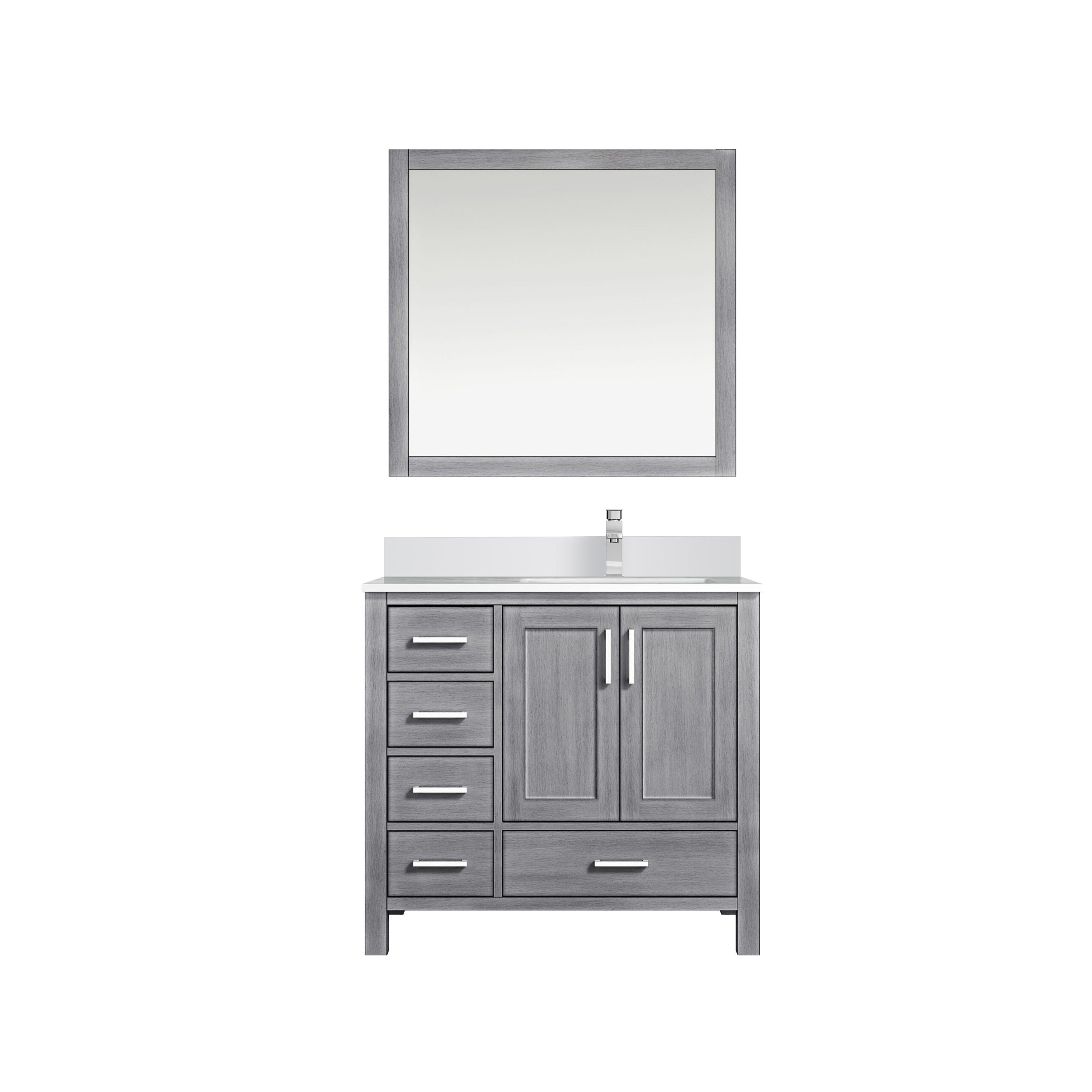 Jacques 36 in. W x 22 in. D Right Offset Distressed Grey Bath Vanity