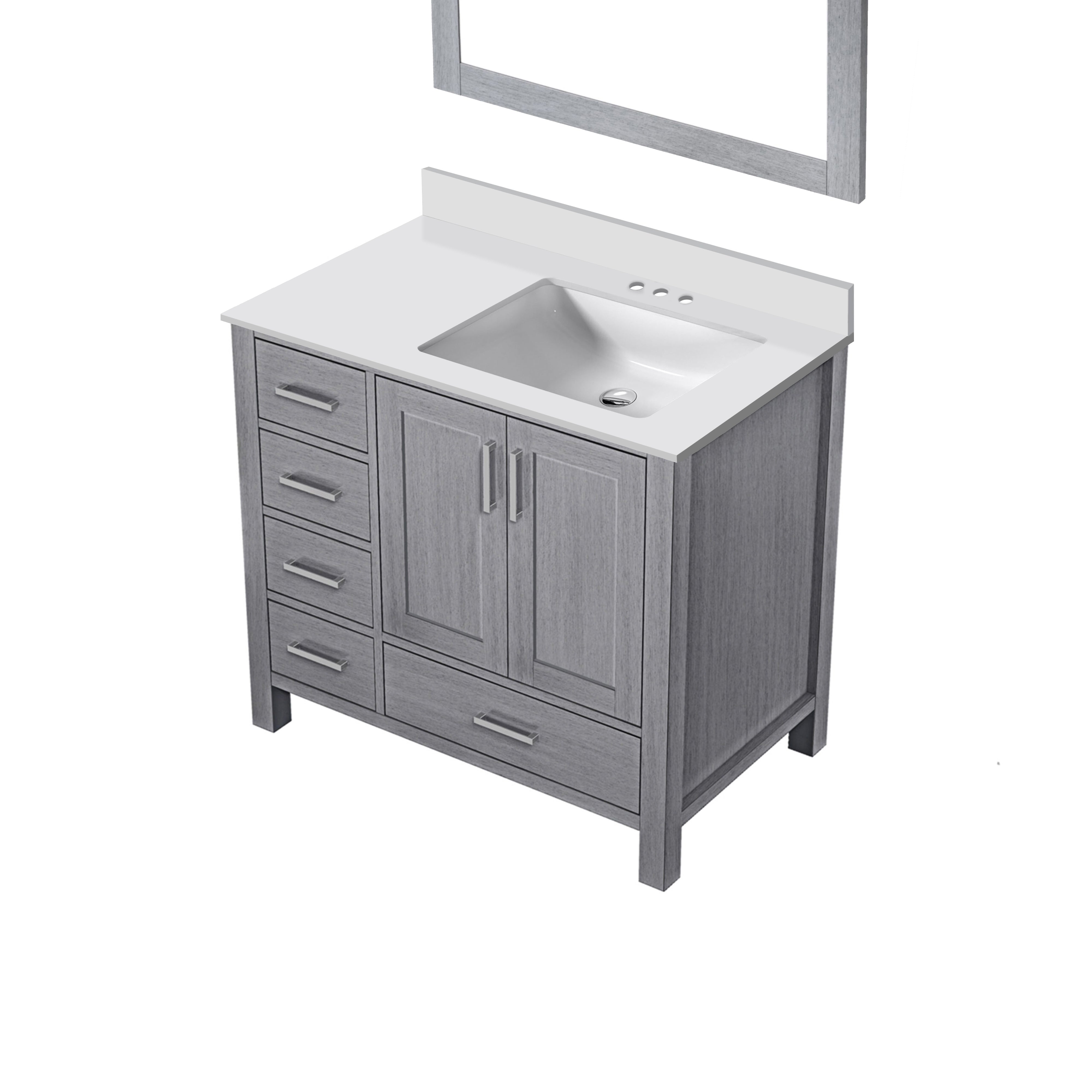Jacques 36 in. W x 22 in. D Right Offset Distressed Grey Bath Vanity