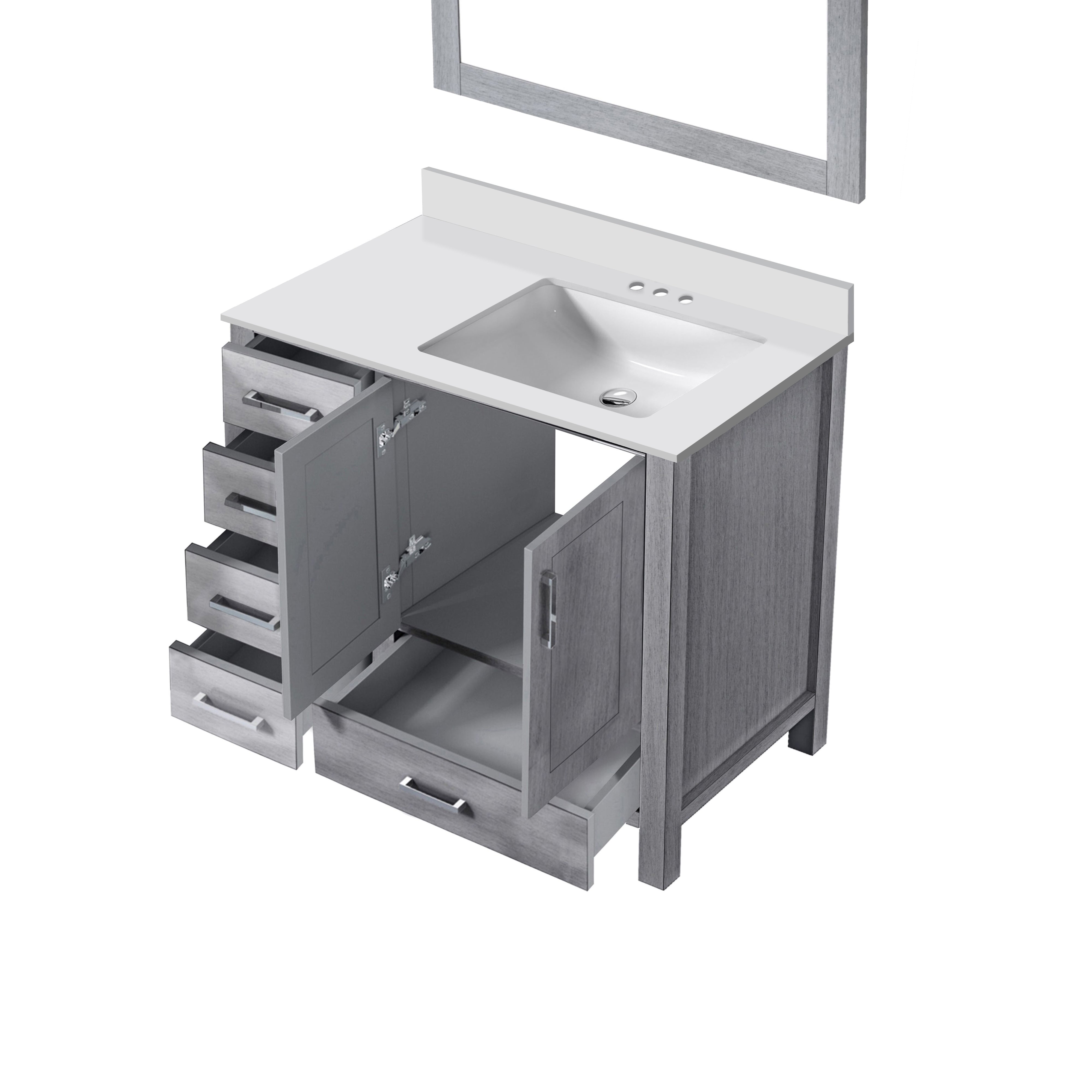 Jacques 36 in. W x 22 in. D Right Offset Distressed Grey Bath Vanity