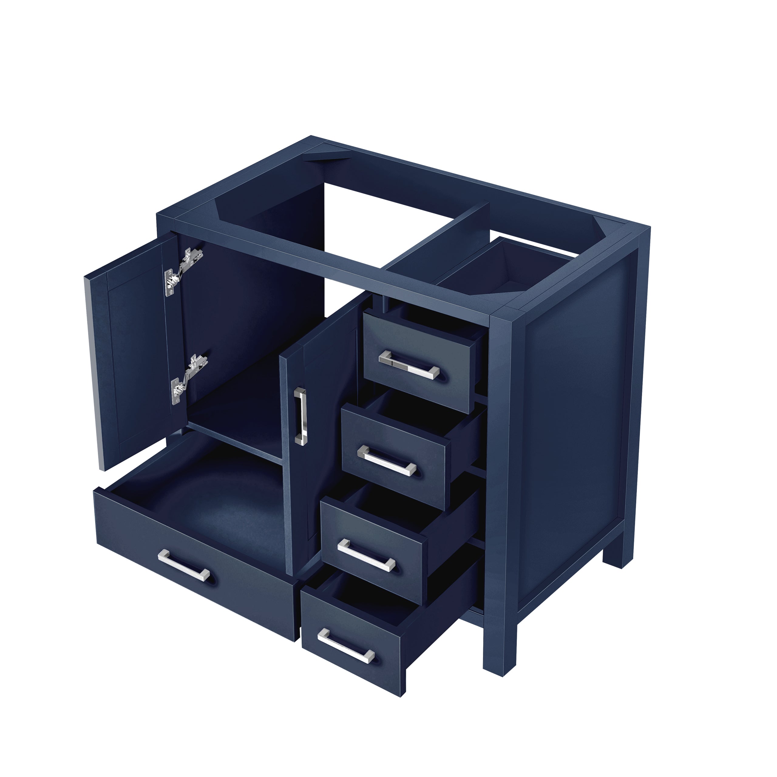 Lexora Jacques 36" Navy Blue Left-Offset Bathroom Vanity
