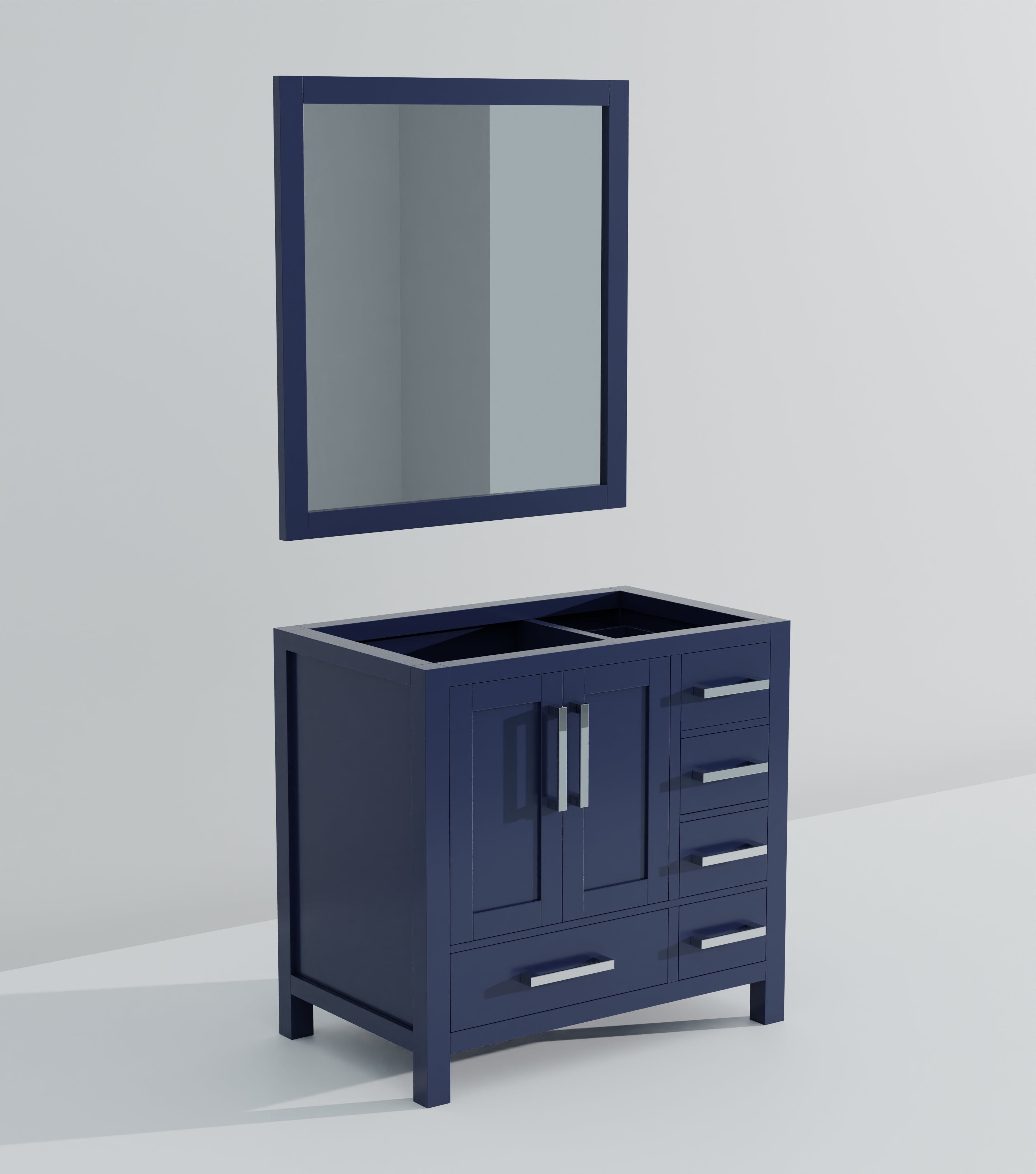 Lexora Jacques 36" Navy Blue Left-Offset Bathroom Vanity