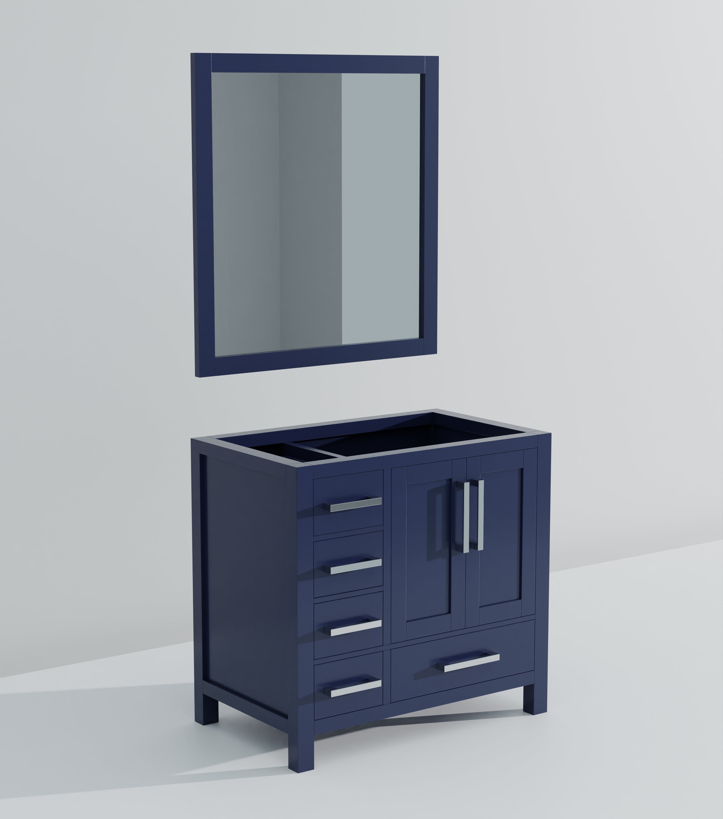 Jacques 36 in. W x 22 in. D Right Offset Navy Blue Bath Vanity