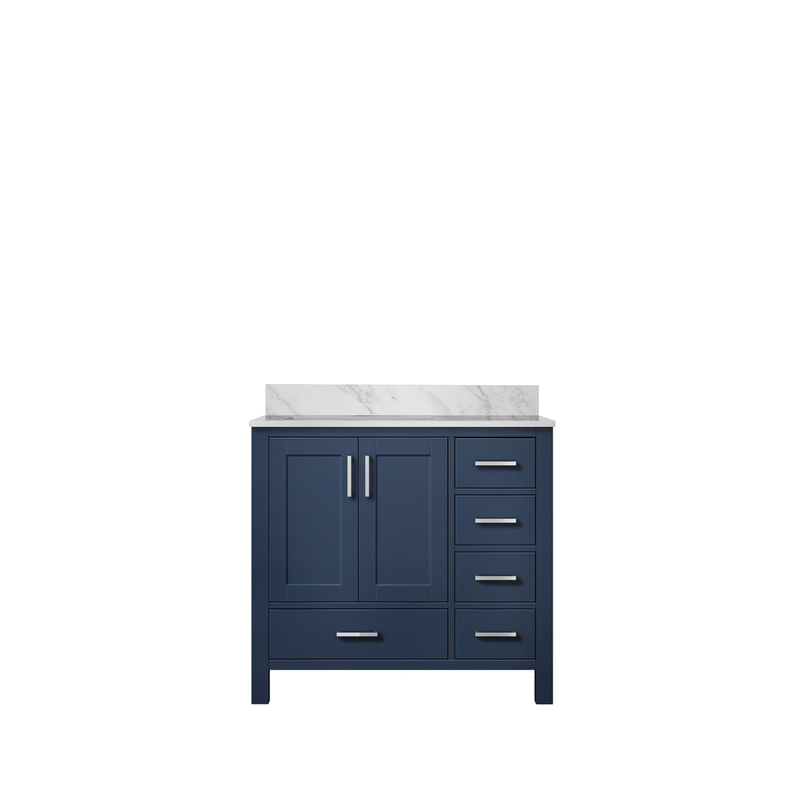 Lexora Jacques 36" Navy Blue Left-Offset Bathroom Vanity