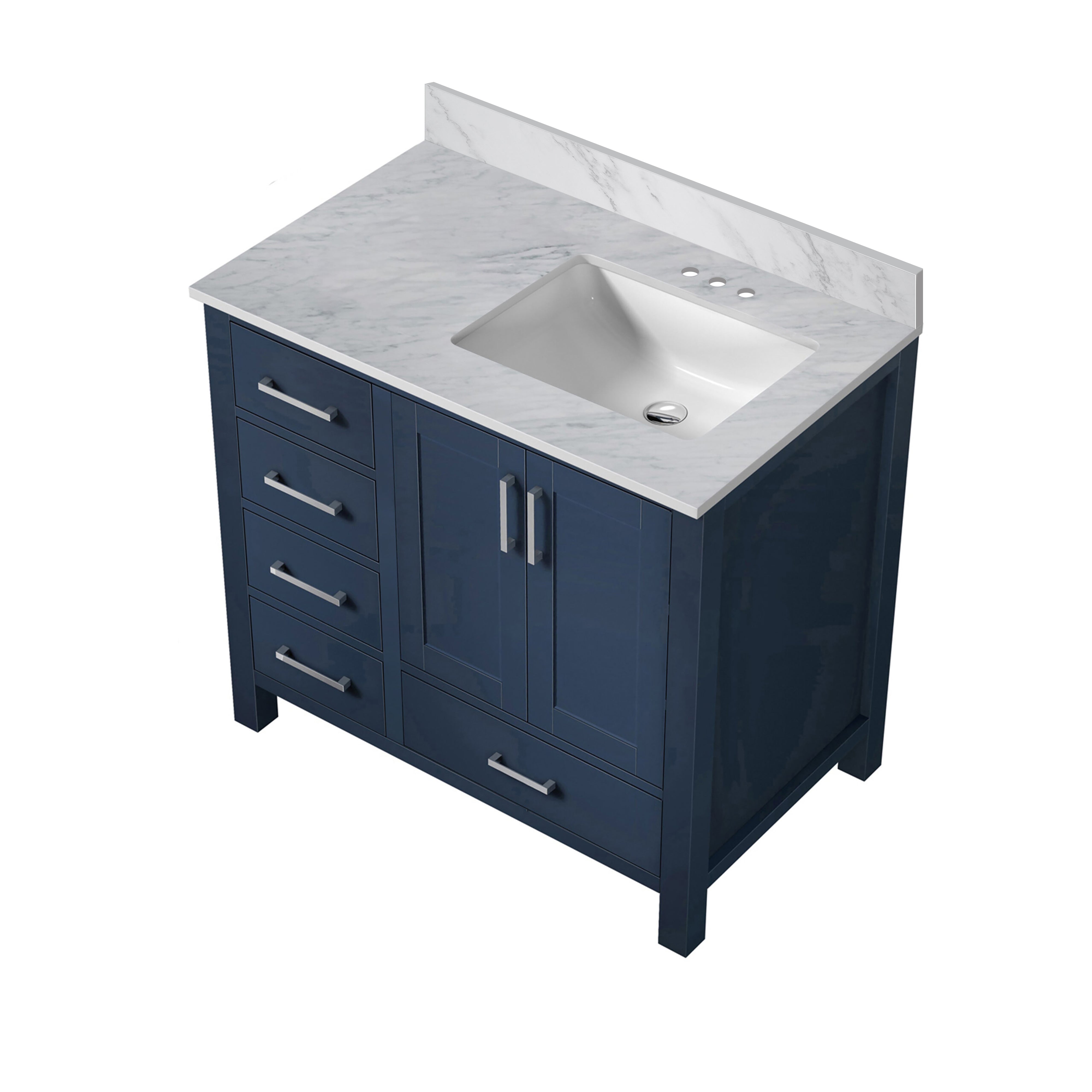 Jacques 36 in. W x 22 in. D Right Offset Navy Blue Bath Vanity