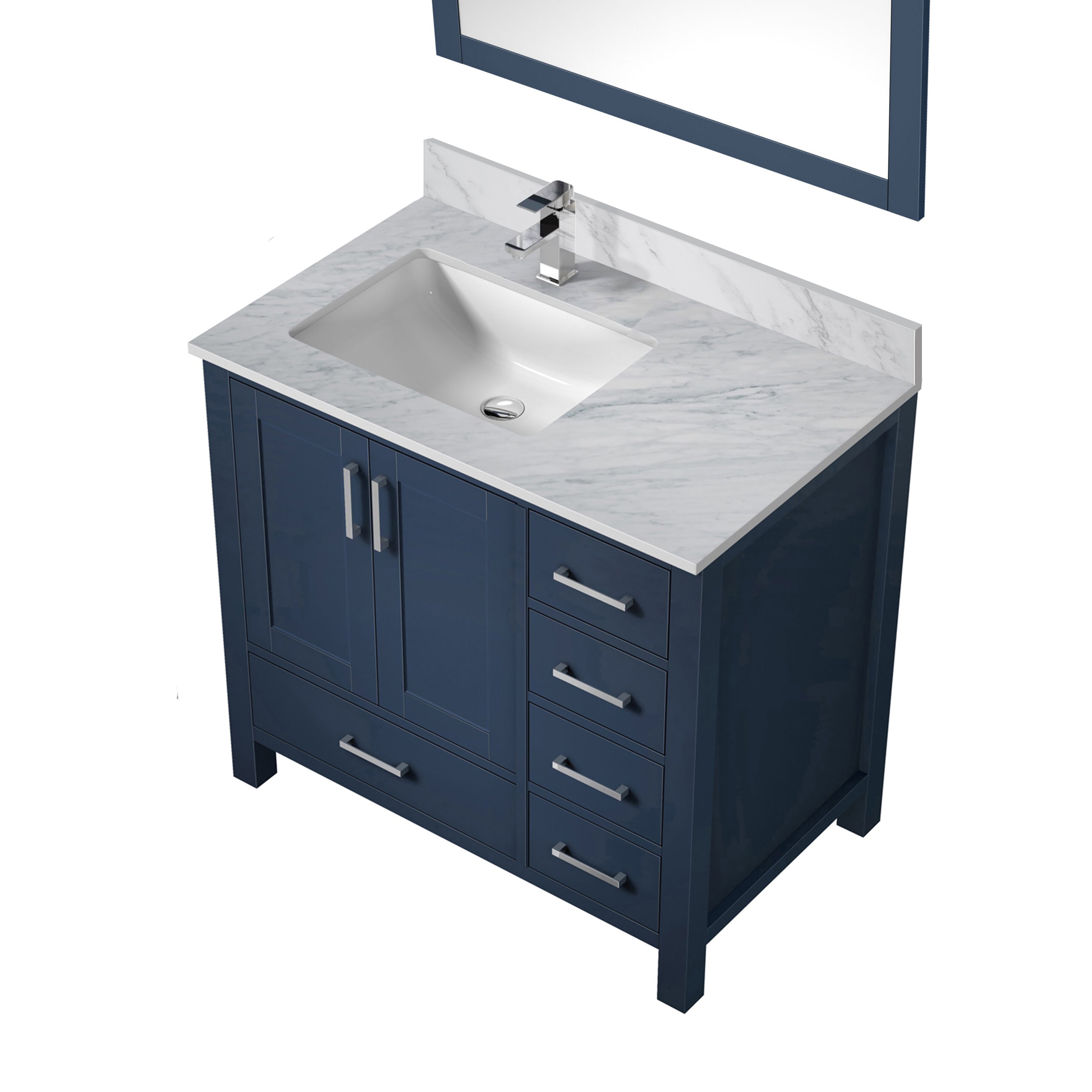 Lexora Jacques 36" Navy Blue Left-Offset Bathroom Vanity