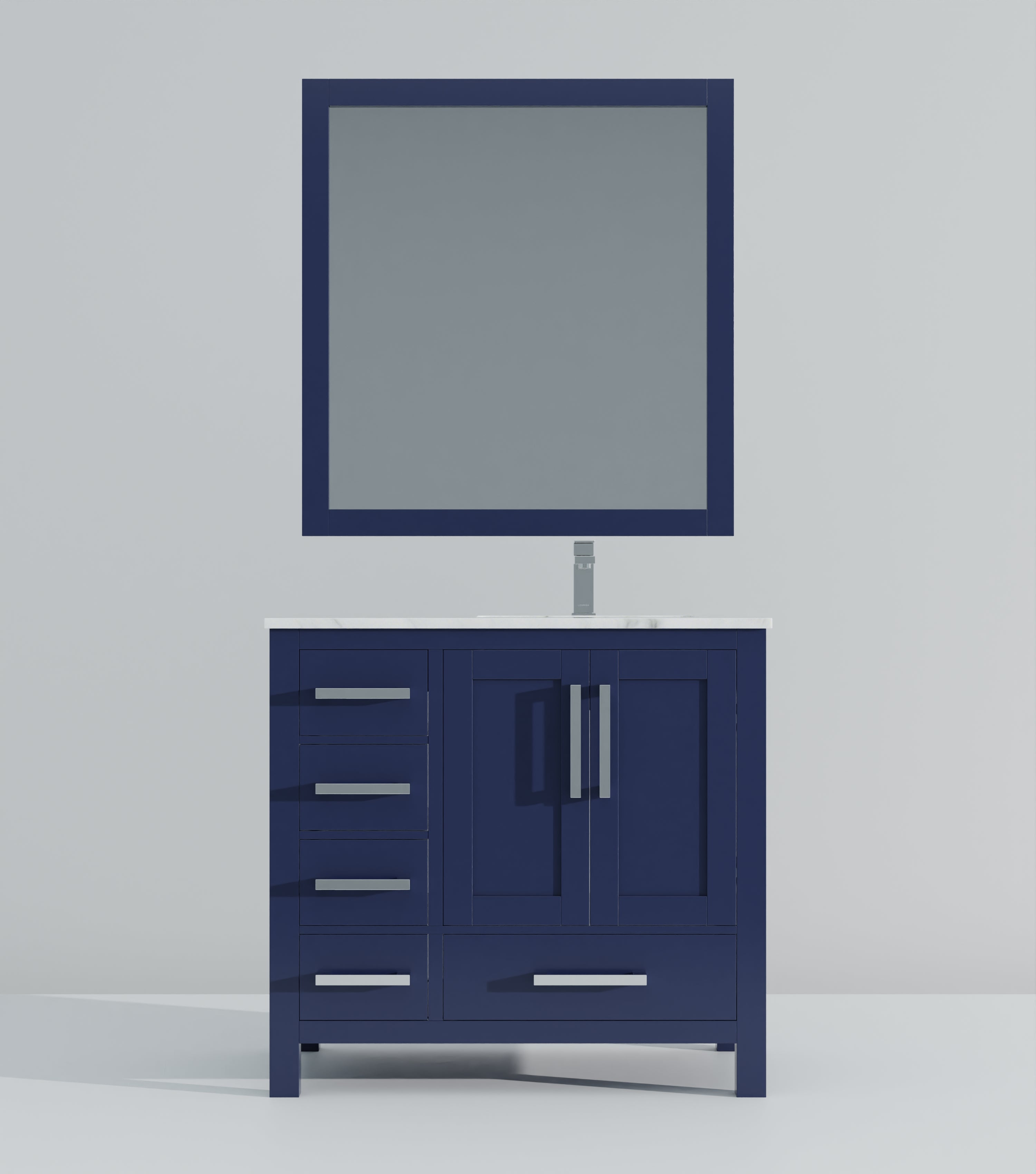 Jacques 36 in. W x 22 in. D Right Offset Navy Blue Bath Vanity