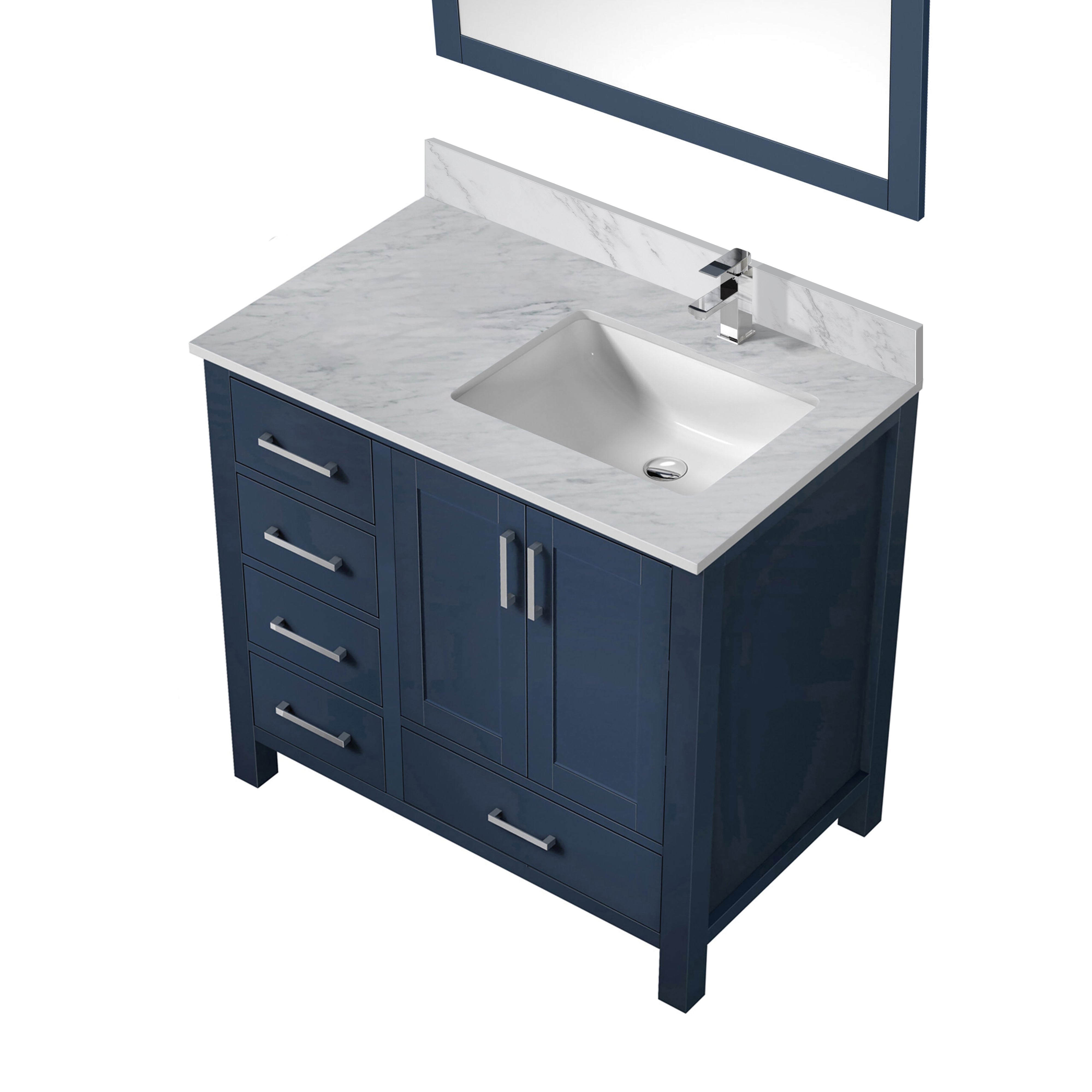 Jacques 36 in. W x 22 in. D Right Offset Navy Blue Bath Vanity