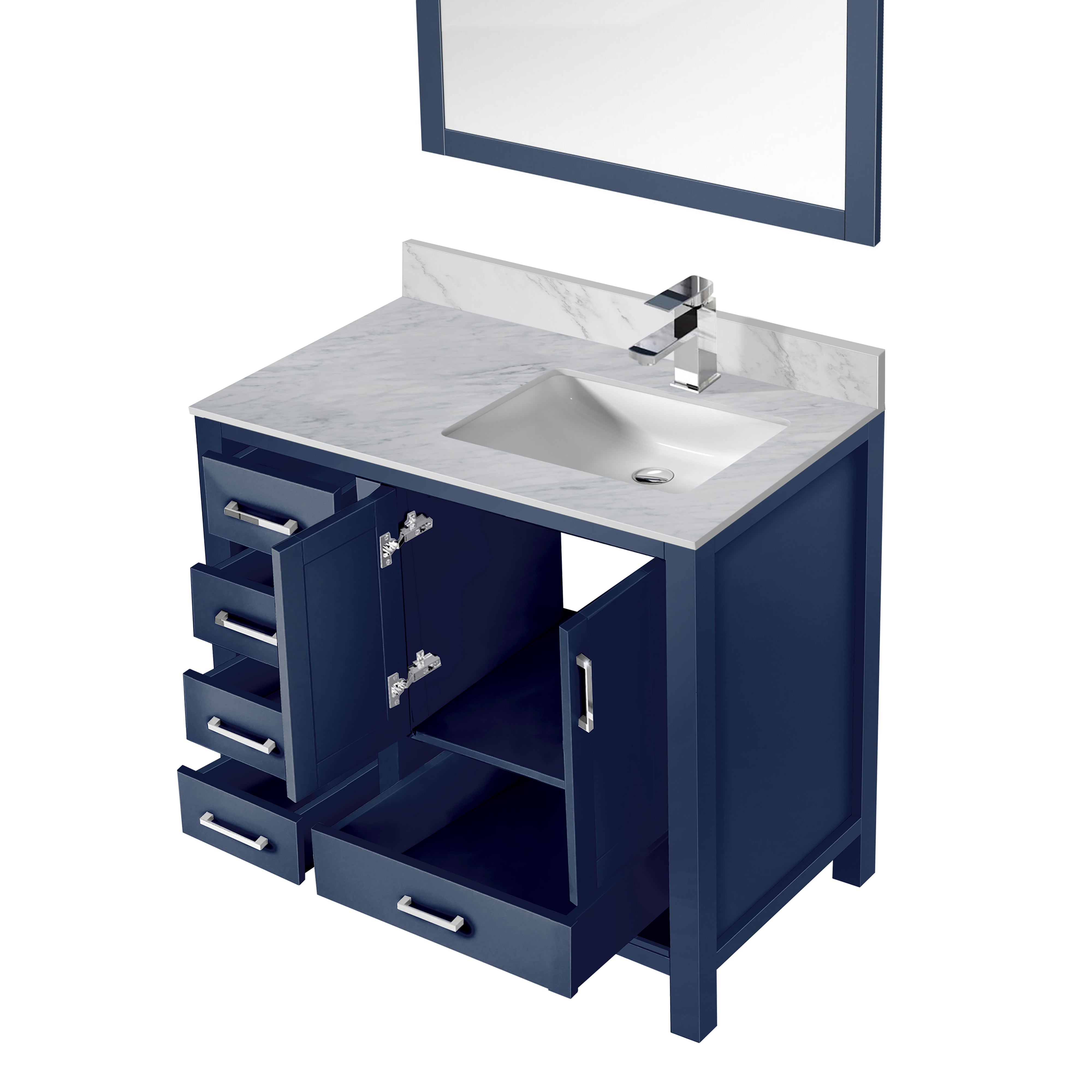 Jacques 36 in. W x 22 in. D Right Offset Navy Blue Bath Vanity