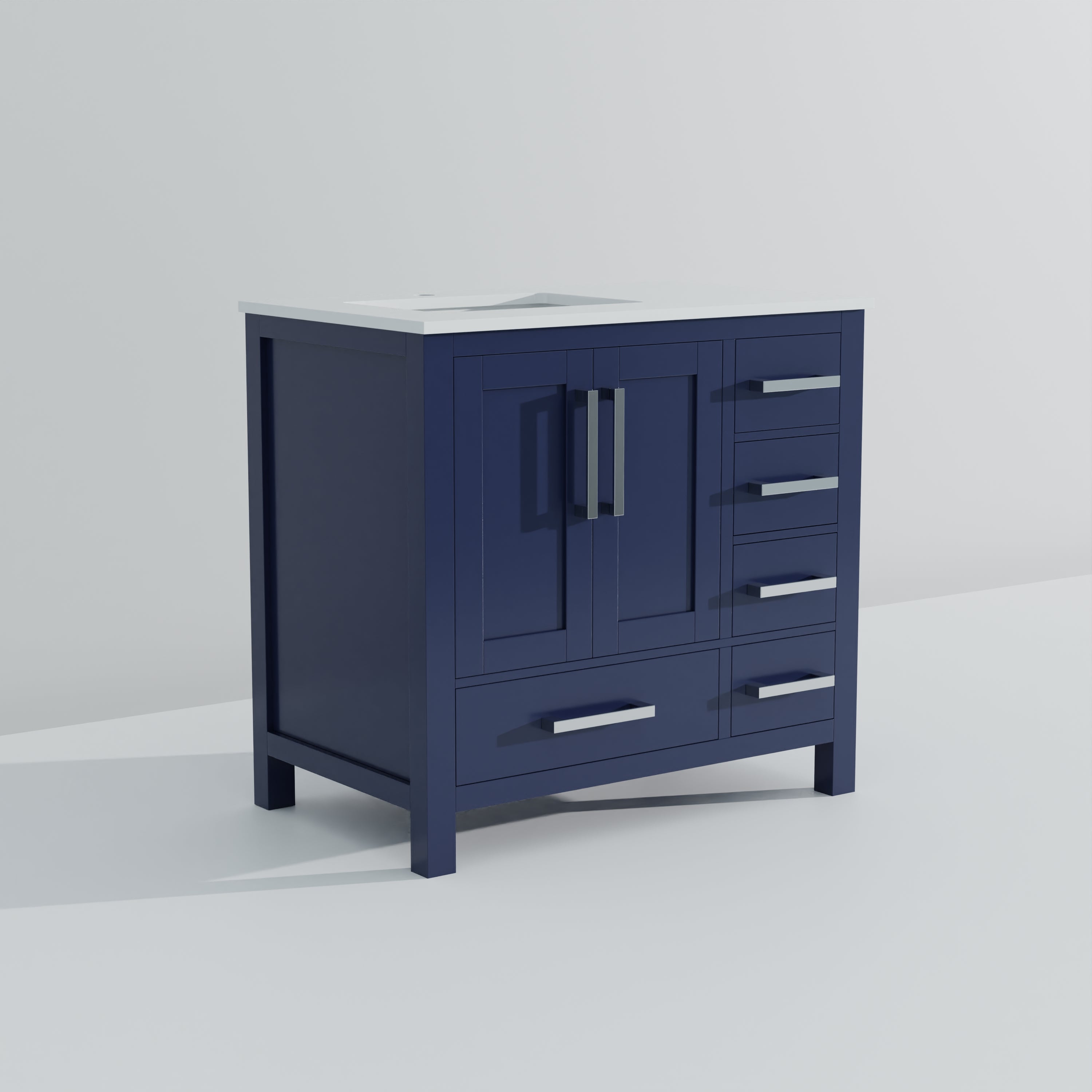 Lexora Jacques 36" Navy Blue Left-Offset Bathroom Vanity