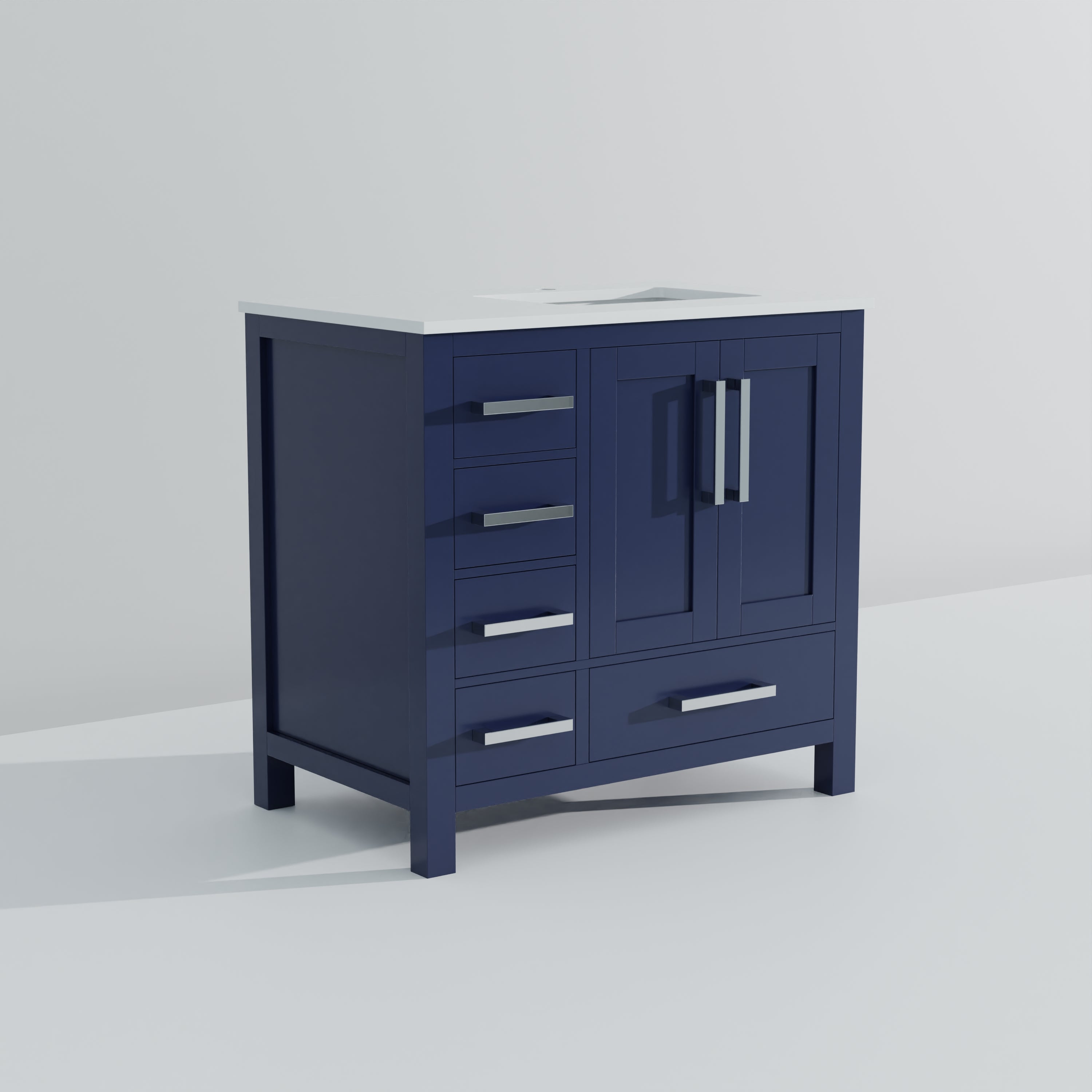 Jacques 36 in. W x 22 in. D Right Offset Navy Blue Bath Vanity