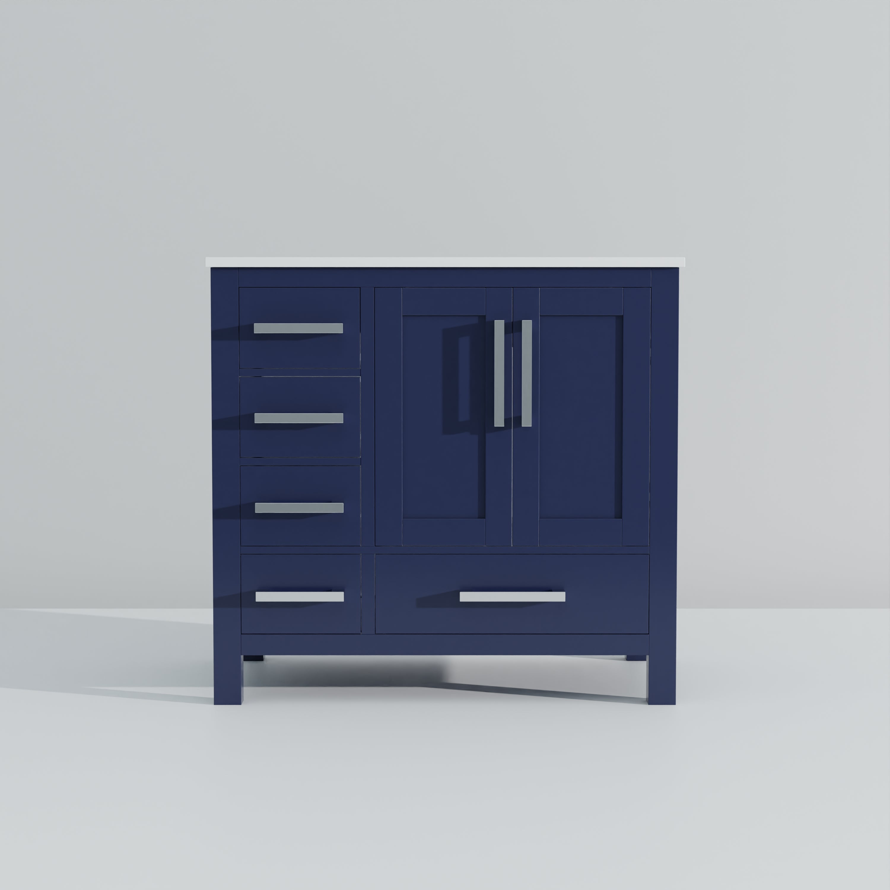Jacques 36 in. W x 22 in. D Right Offset Navy Blue Bath Vanity