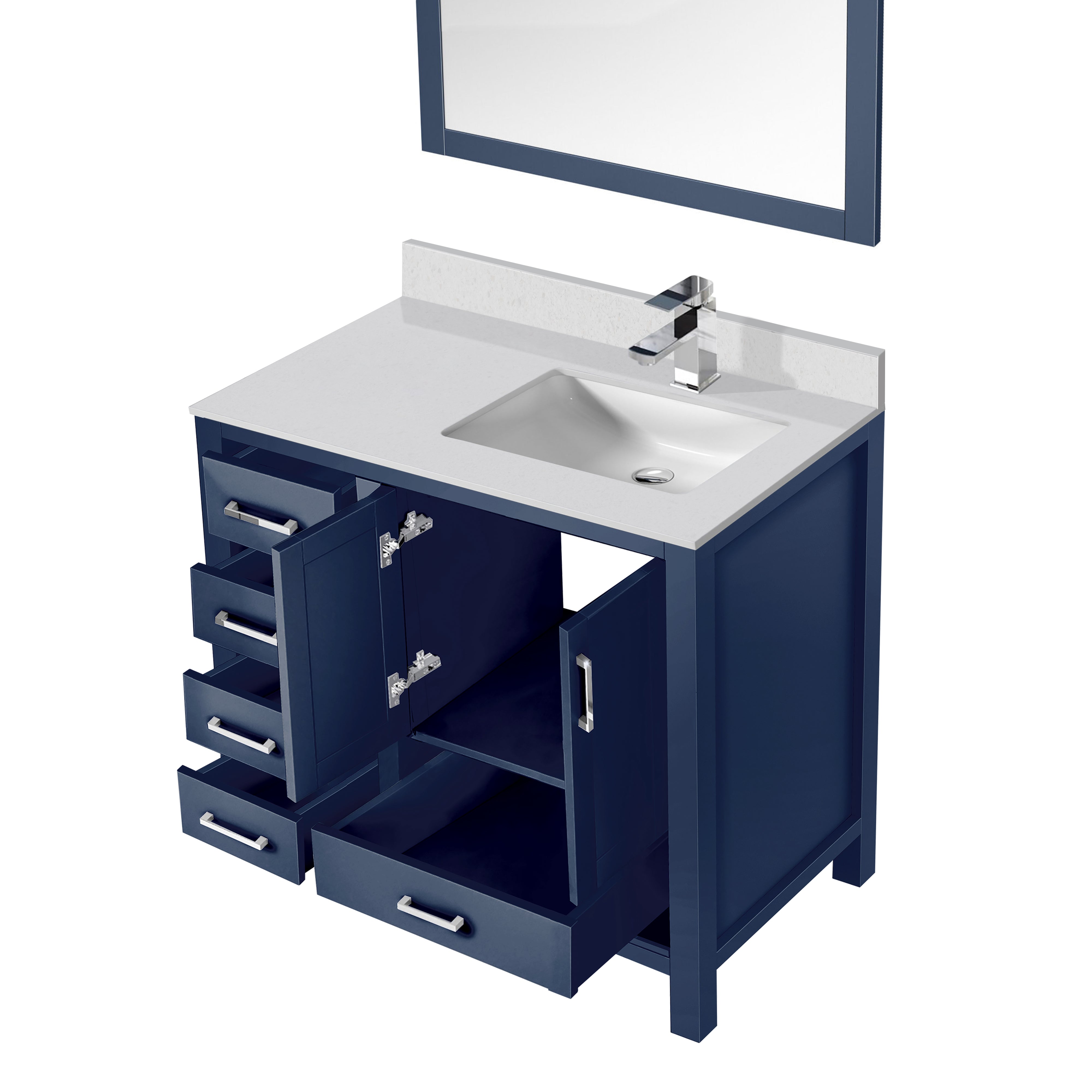 Jacques 36 in. W x 22 in. D Right Offset Navy Blue Bath Vanity