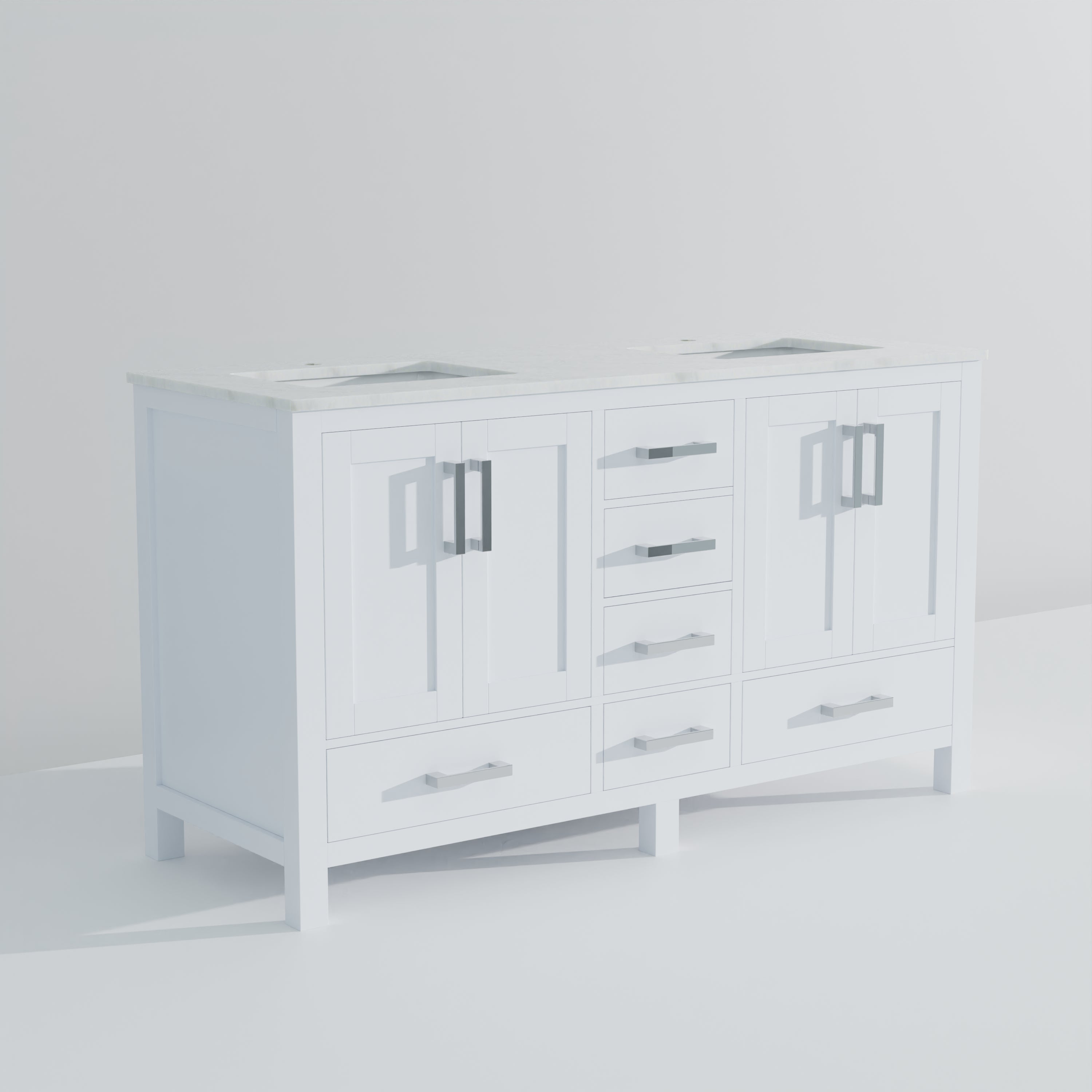 Jacques 60 in. W x 22 in. D White Double Bath Vanity