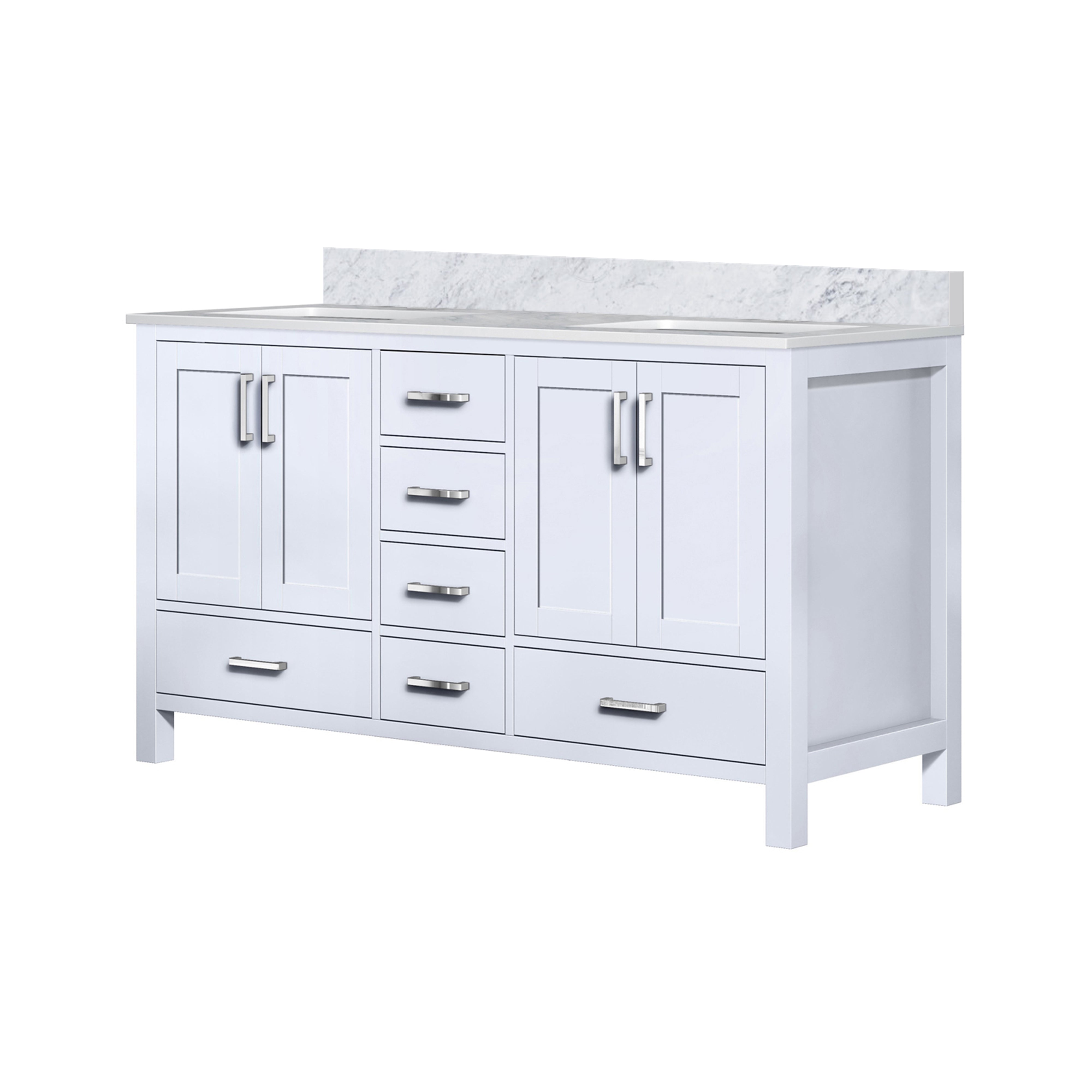 Jacques 60 in. W x 22 in. D White Double Bath Vanity
