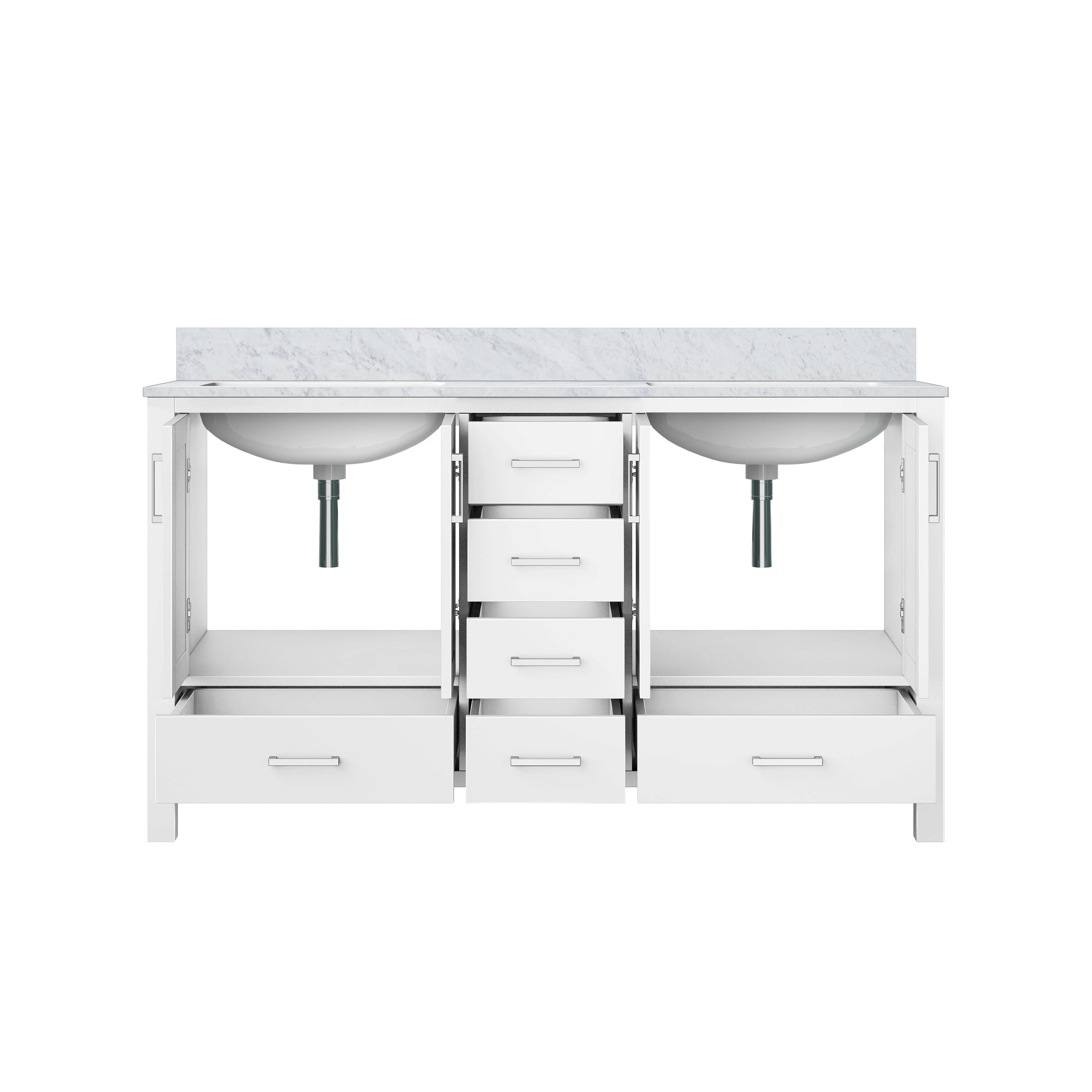 Jacques 60 in. W x 22 in. D White Double Bath Vanity