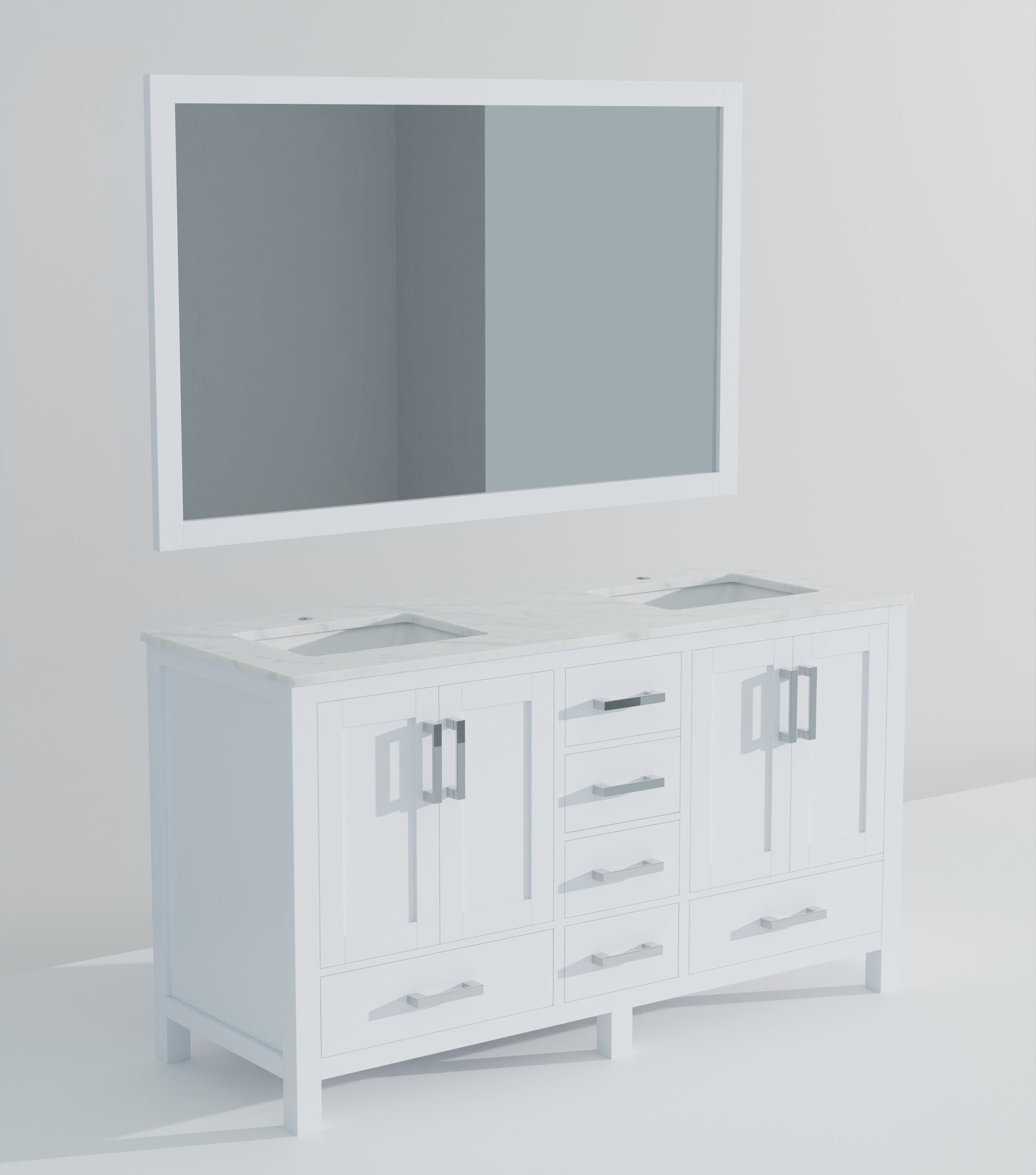 Jacques 60 in. W x 22 in. D White Double Bath Vanity