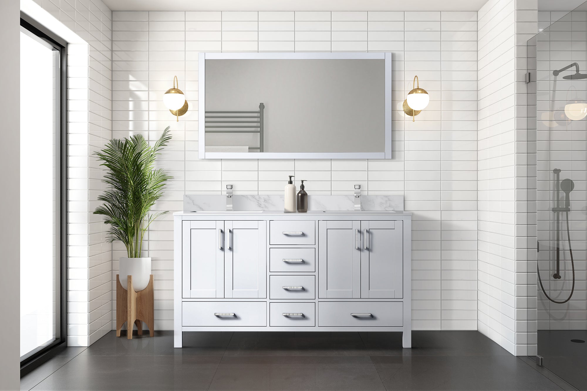 Jacques 60 in. W x 22 in. D White Double Bath Vanity