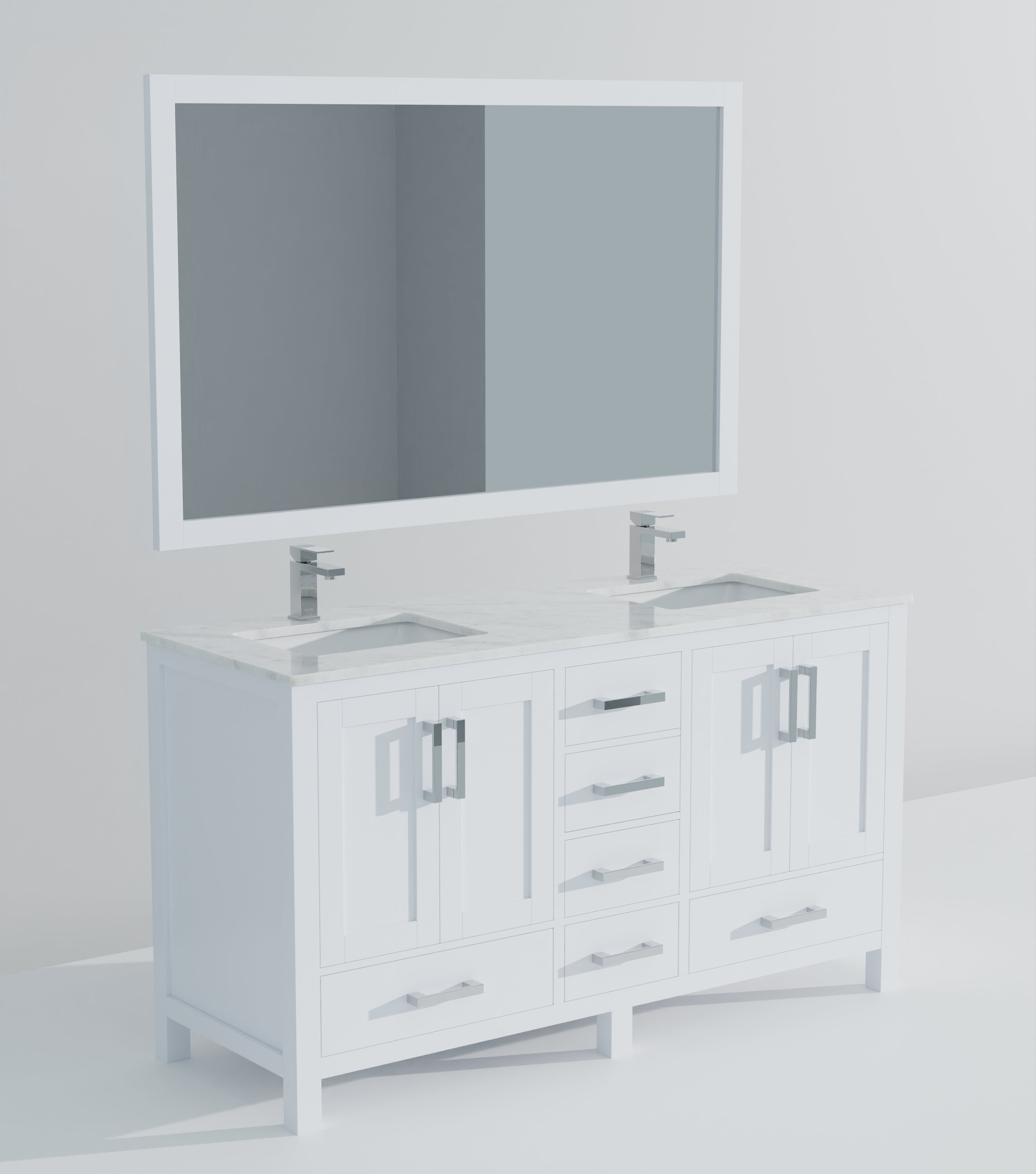 Jacques 60 in. W x 22 in. D White Double Bath Vanity