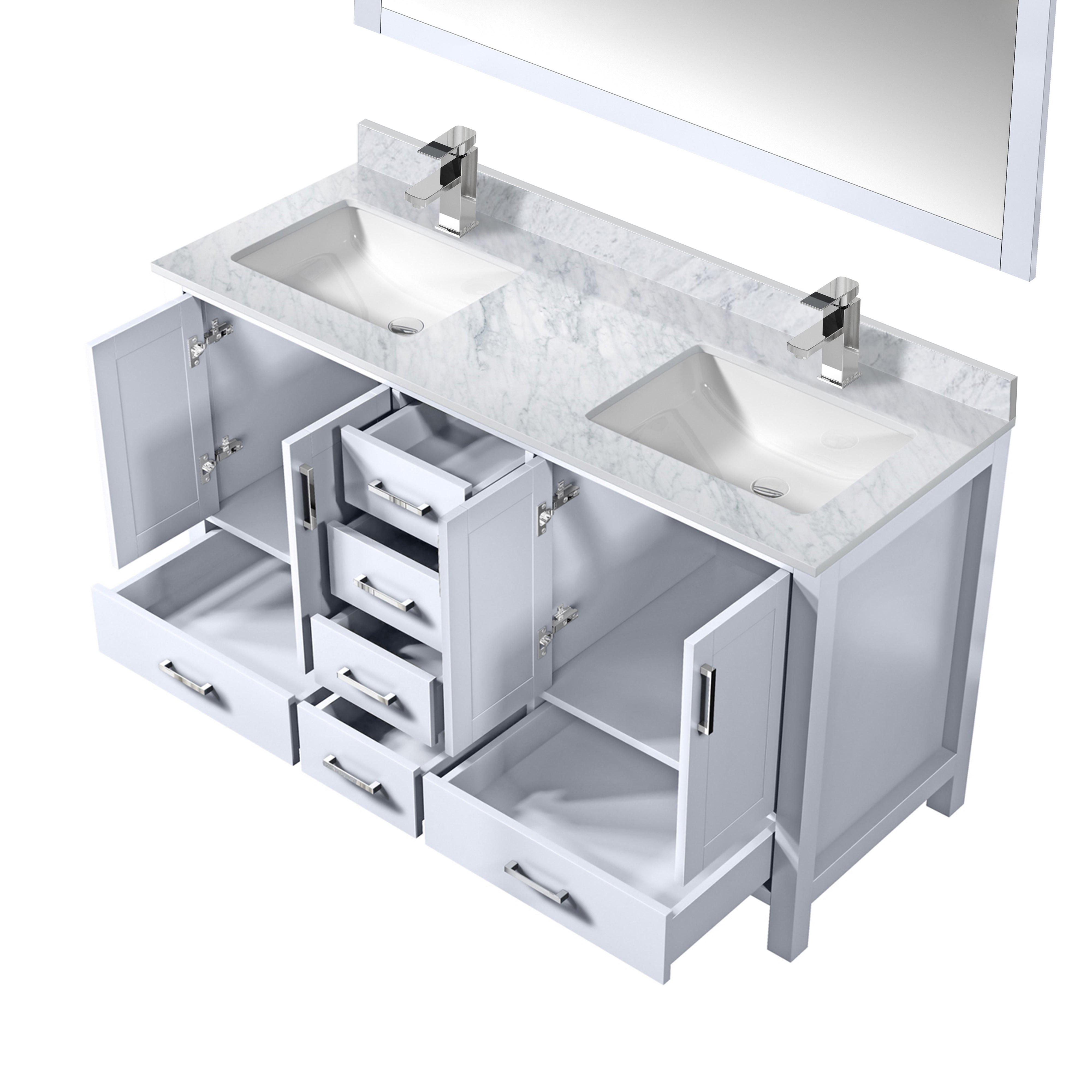 Jacques 60 in. W x 22 in. D White Double Bath Vanity