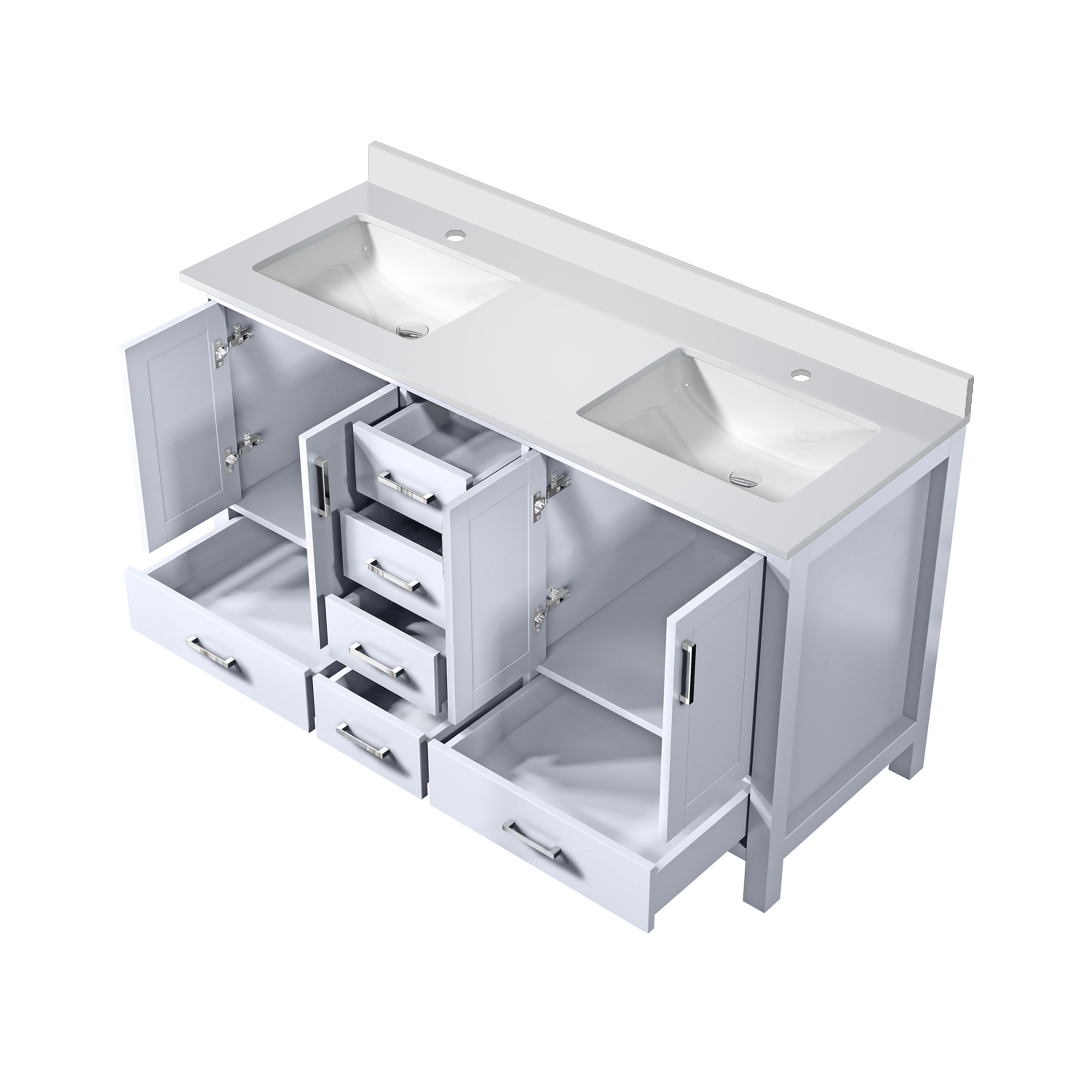 Jacques 60 in. W x 22 in. D White Double Bath Vanity