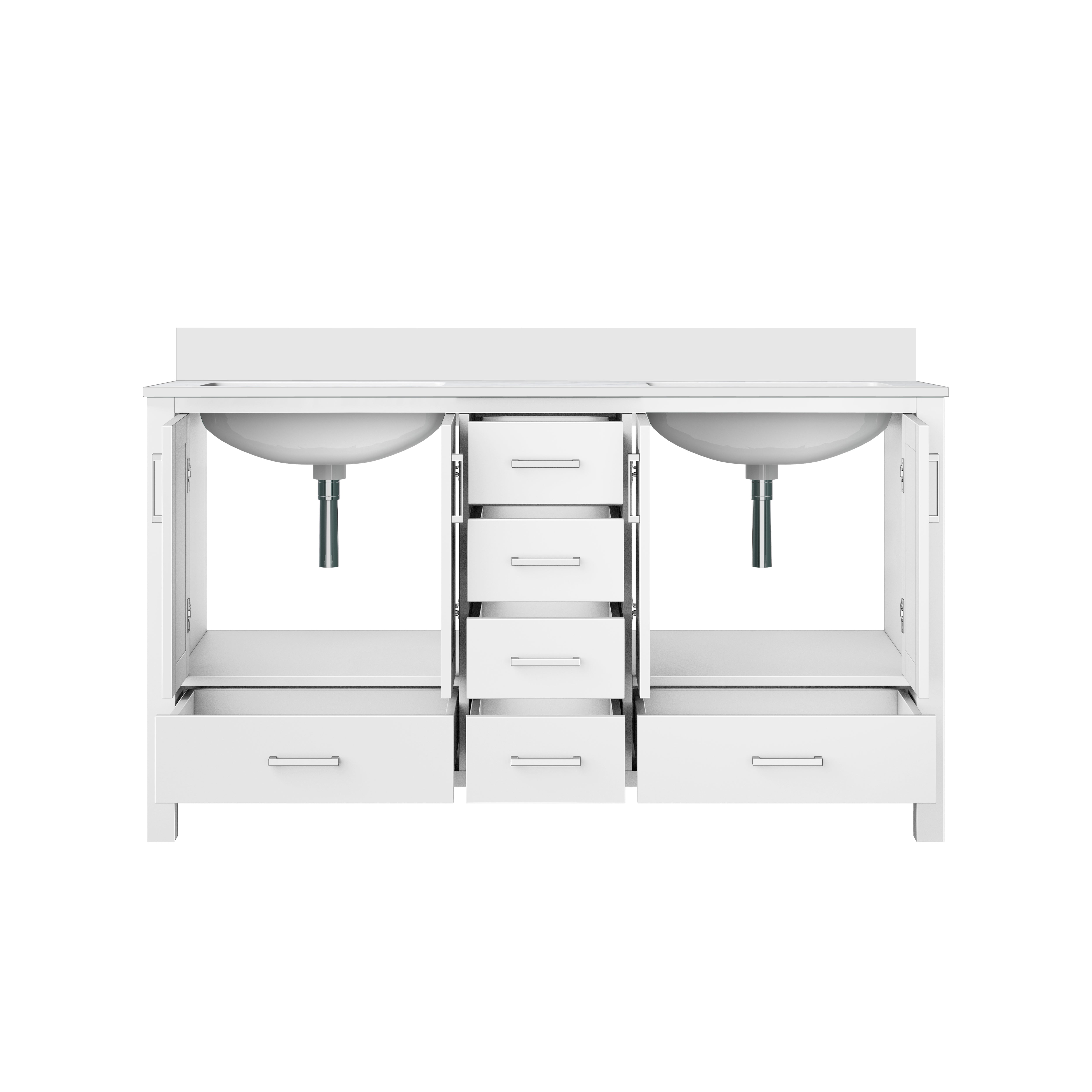 Jacques 60 in. W x 22 in. D White Double Bath Vanity