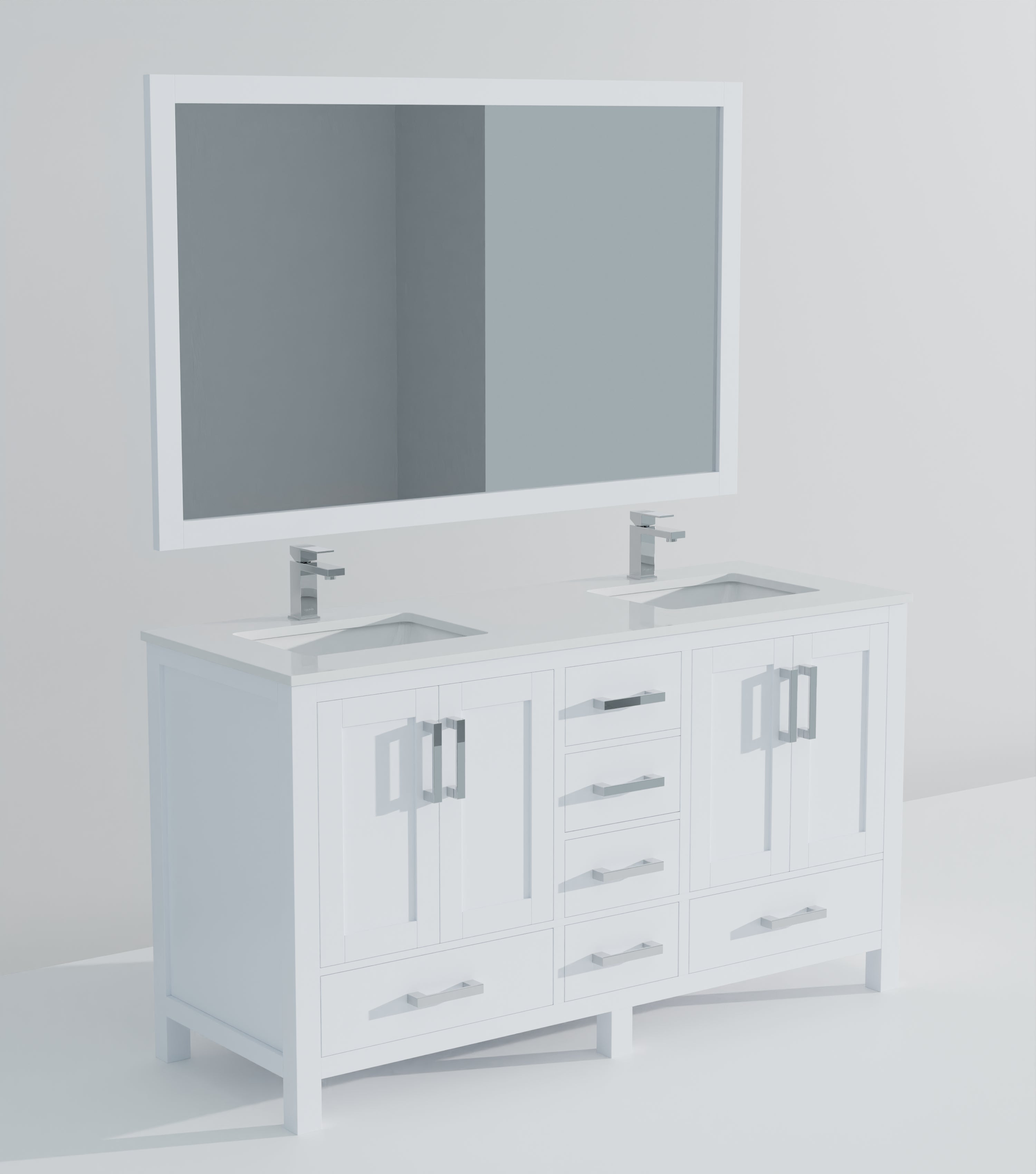 Jacques 60 in. W x 22 in. D White Double Bath Vanity