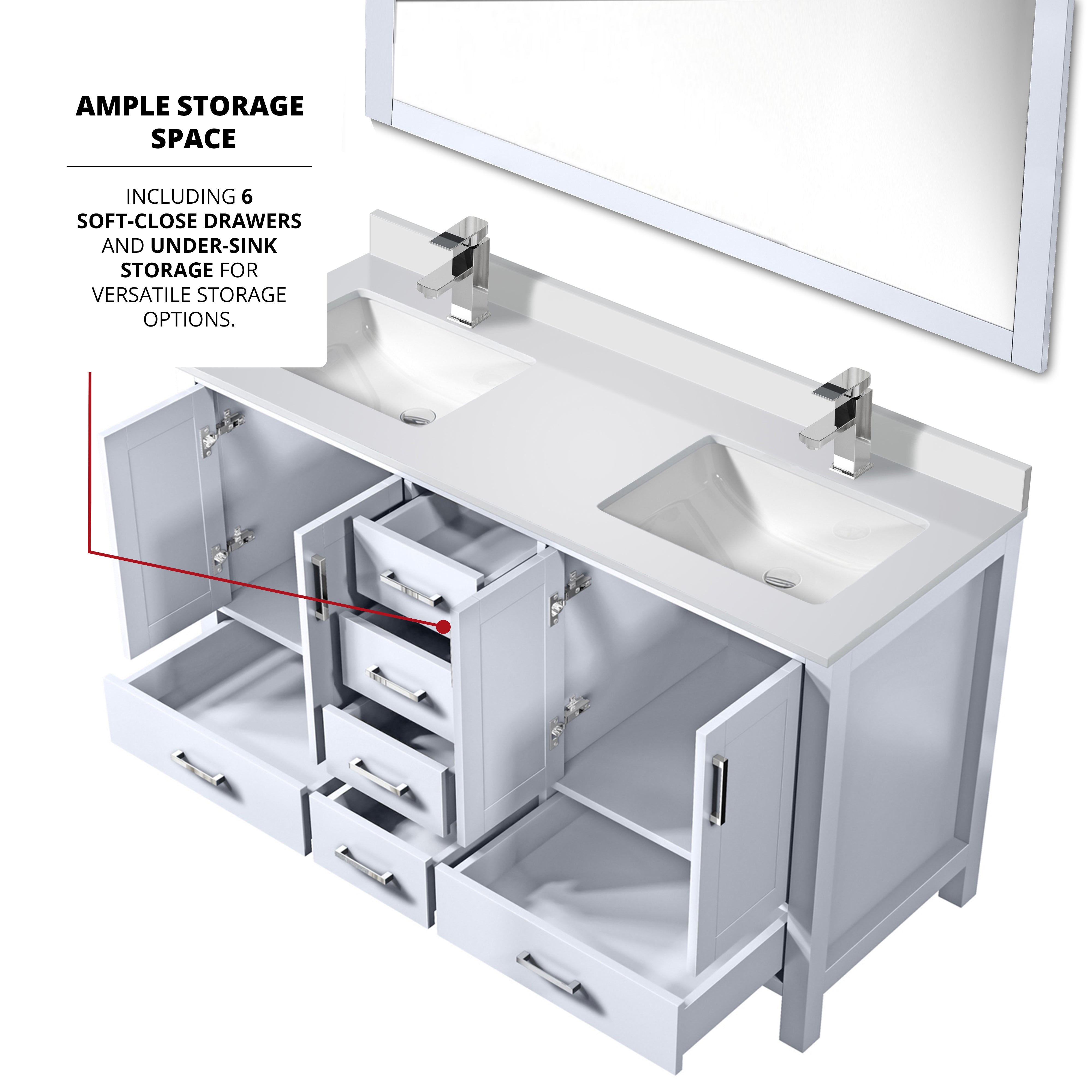 Jacques 60 in. W x 22 in. D White Double Bath Vanity