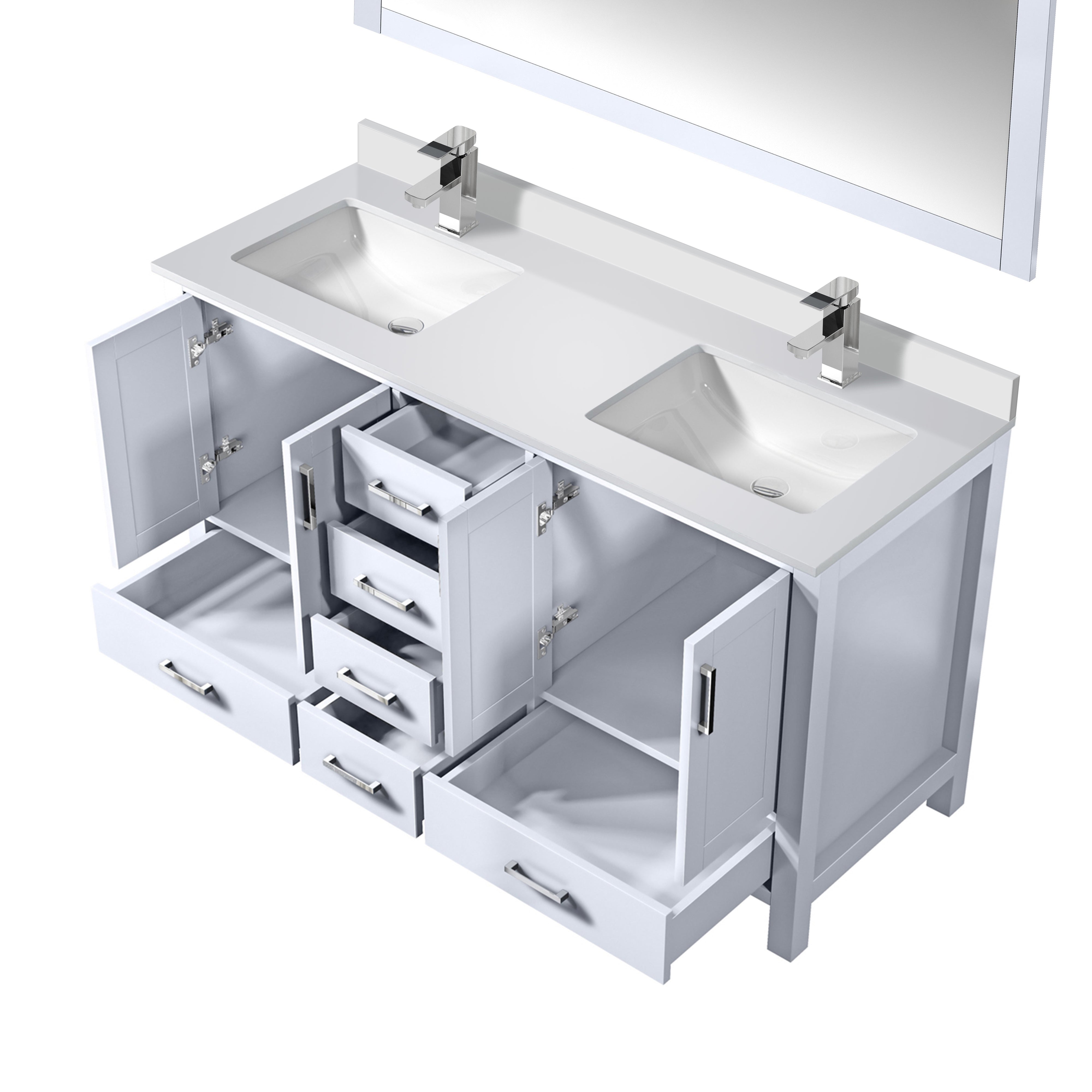 Jacques 60 in. W x 22 in. D White Double Bath Vanity