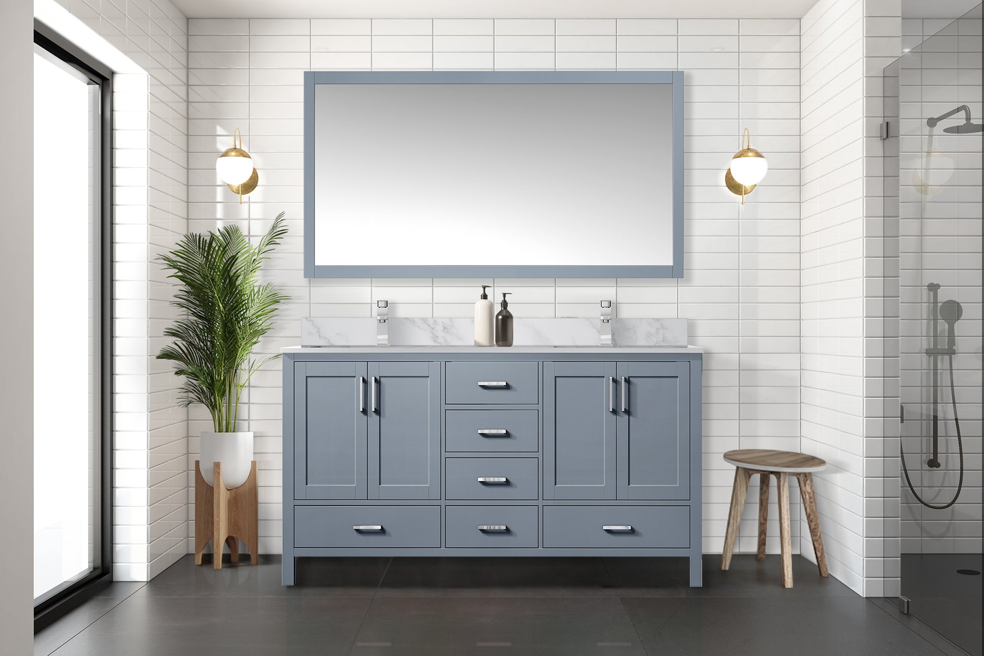 Jacques 60 in. W x 22 in. D Dark Grey Double Bath Vanity