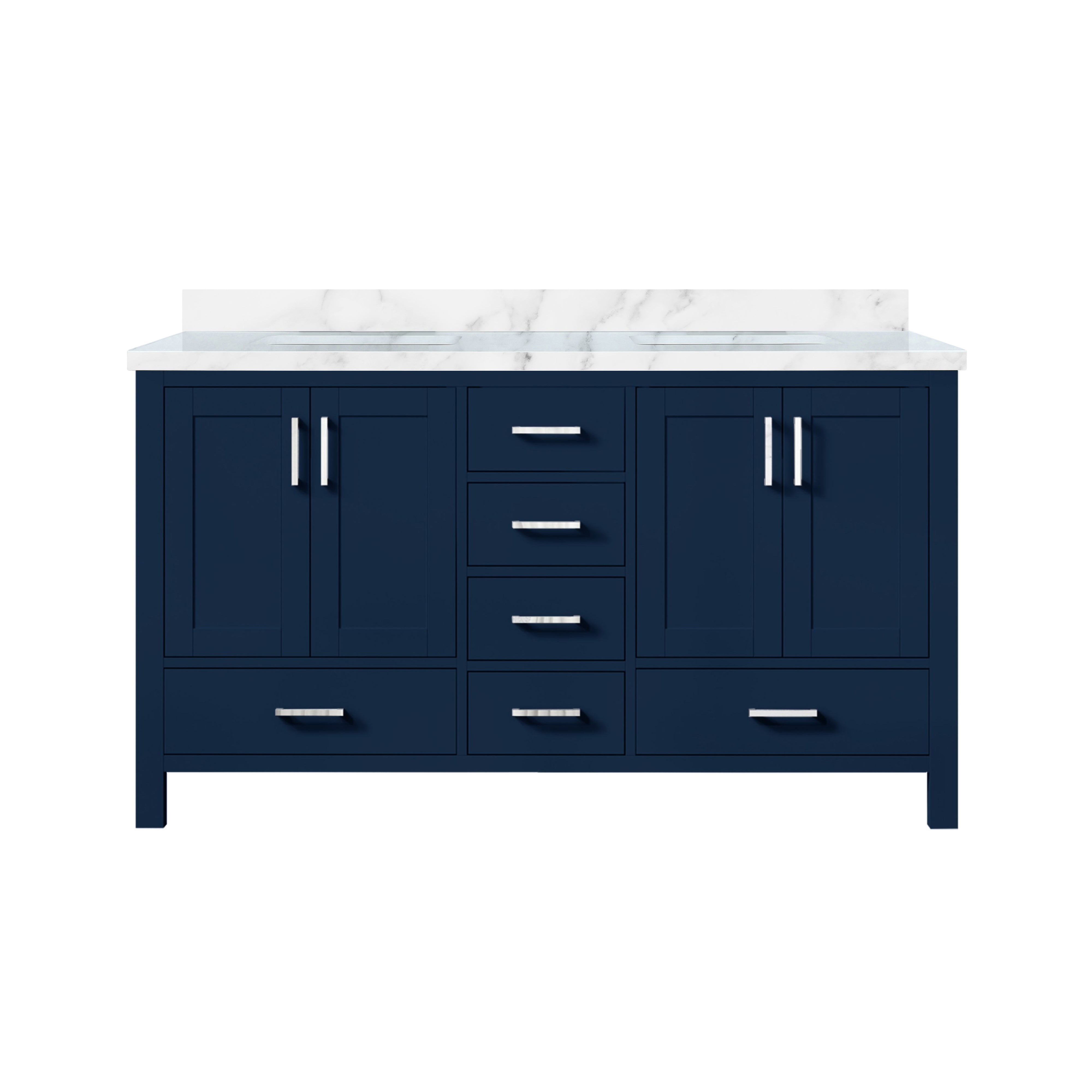 Jacques 60 in. W x 22 in. D Navy Blue Double Bath Vanity