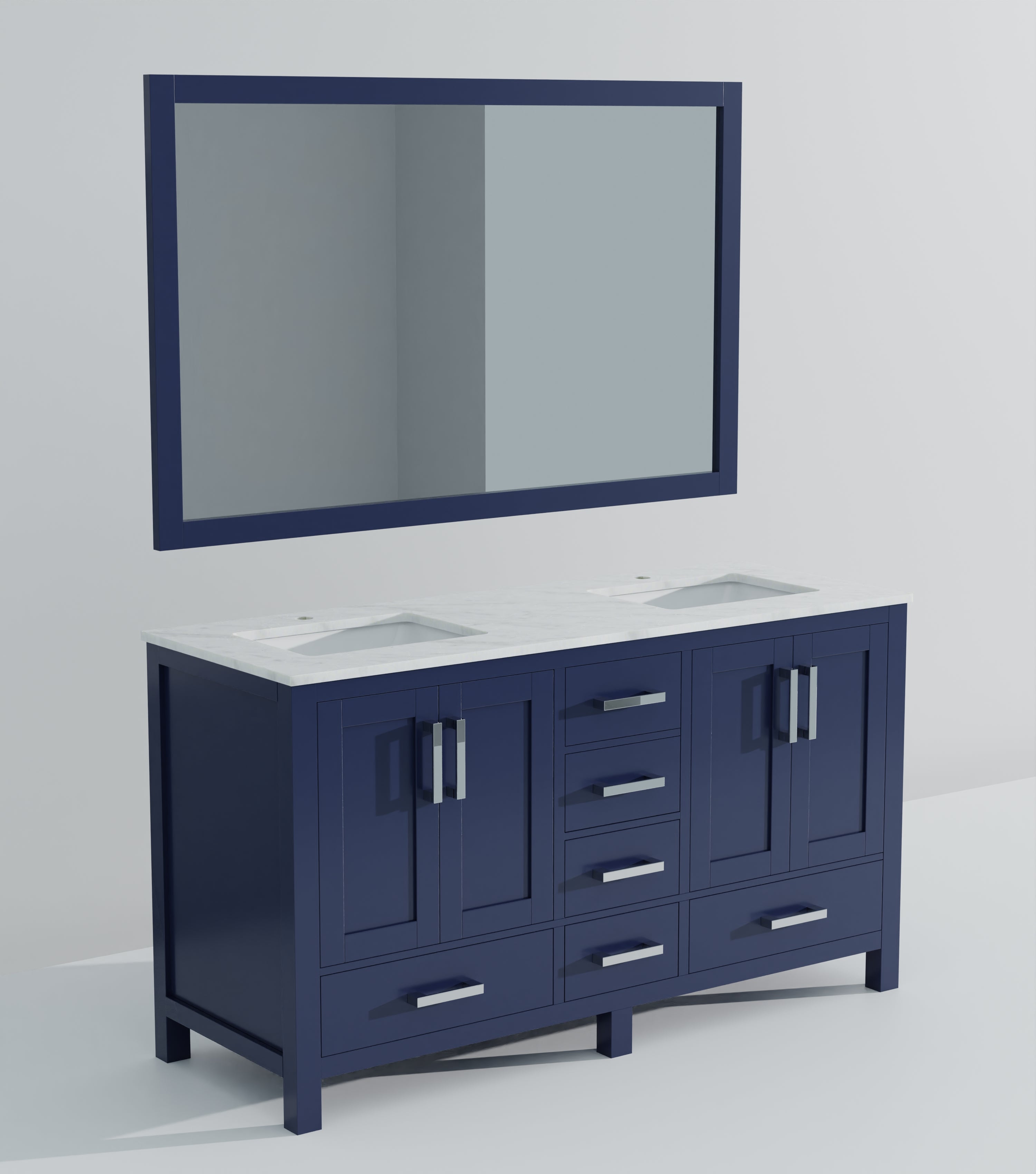 Jacques 60 in. W x 22 in. D Navy Blue Double Bath Vanity