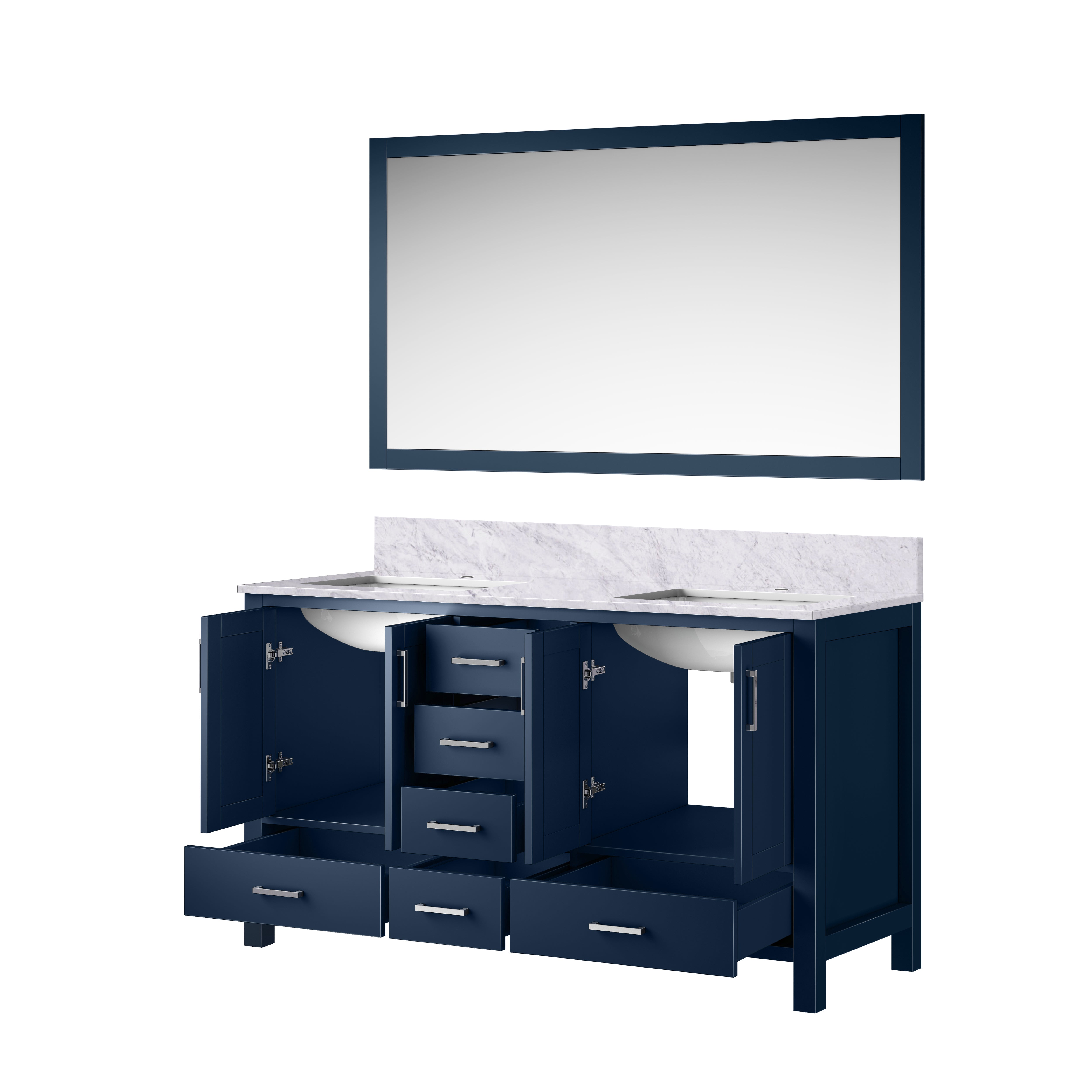 Jacques 60 in. W x 22 in. D Navy Blue Double Bath Vanity