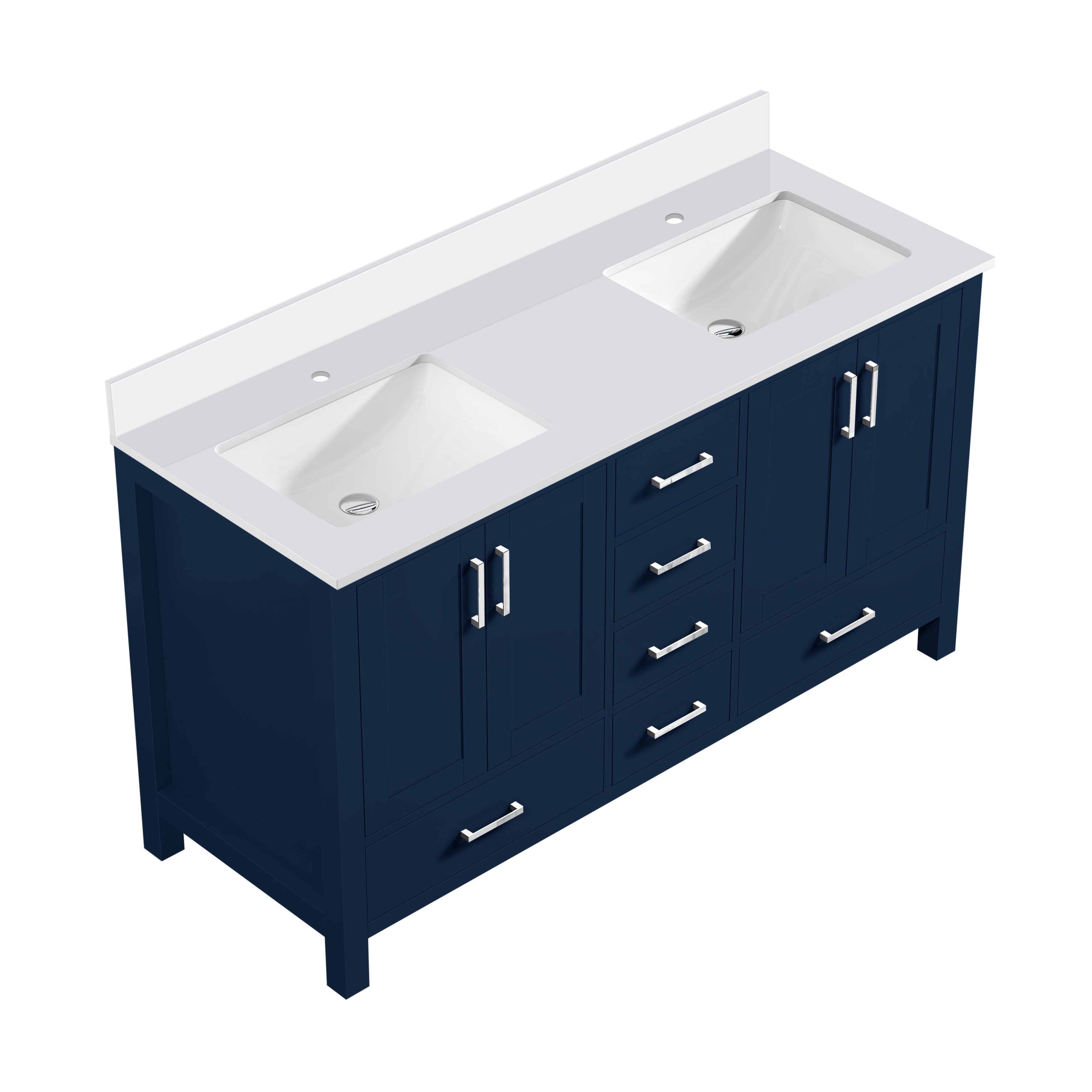 Jacques 60 in. W x 22 in. D Navy Blue Double Bath Vanity
