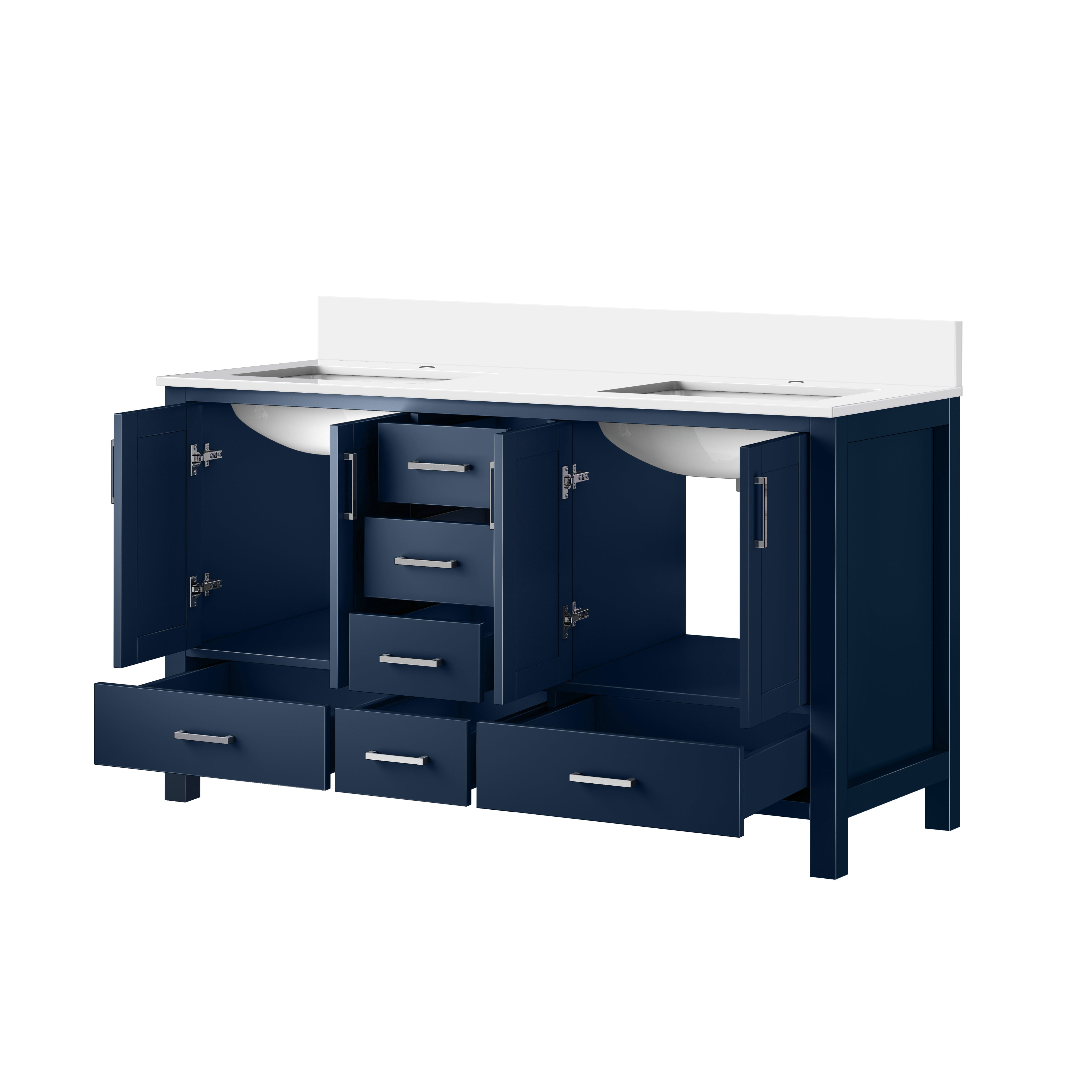 Jacques 60 in. W x 22 in. D Navy Blue Double Bath Vanity