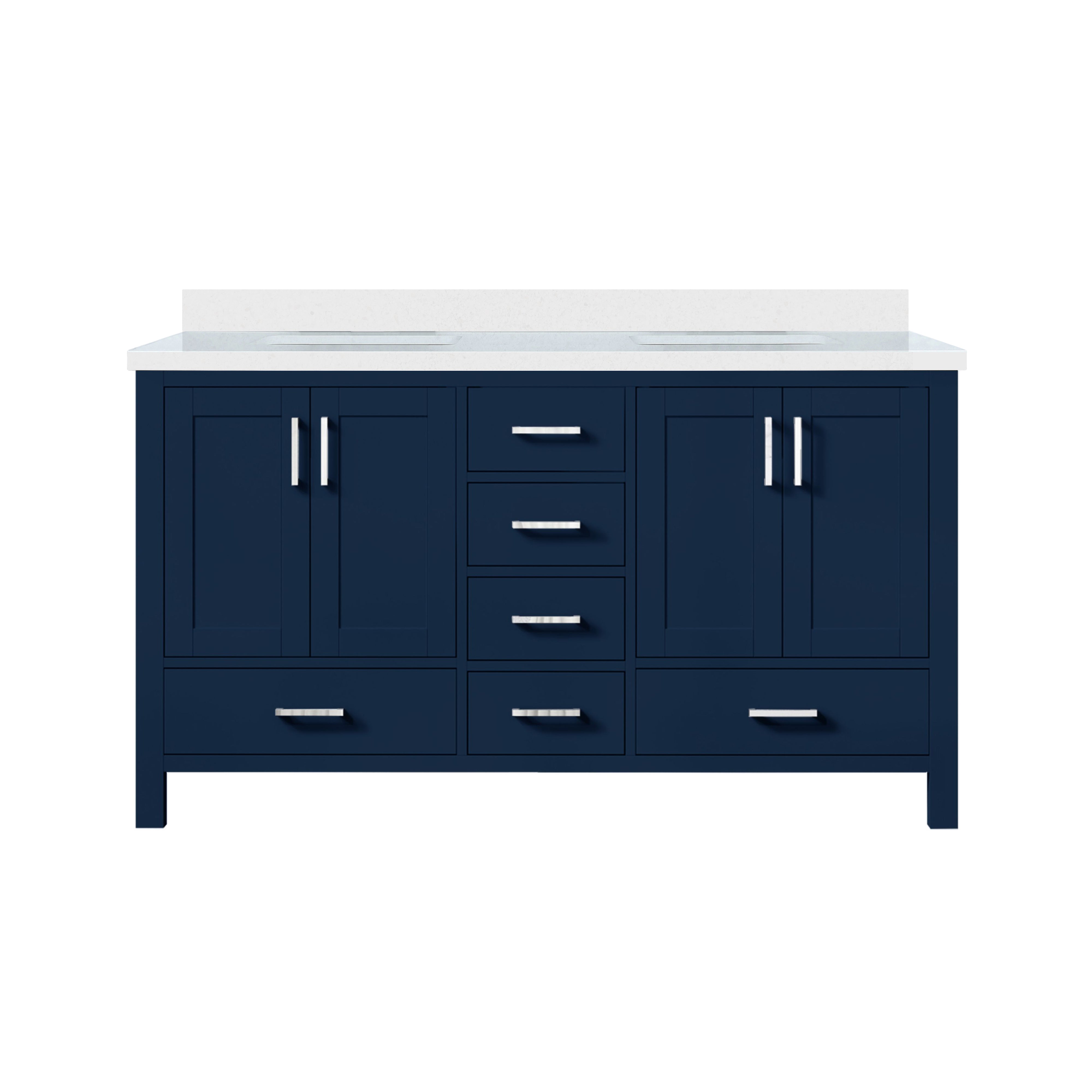 Jacques 60 in. W x 22 in. D Navy Blue Double Bath Vanity