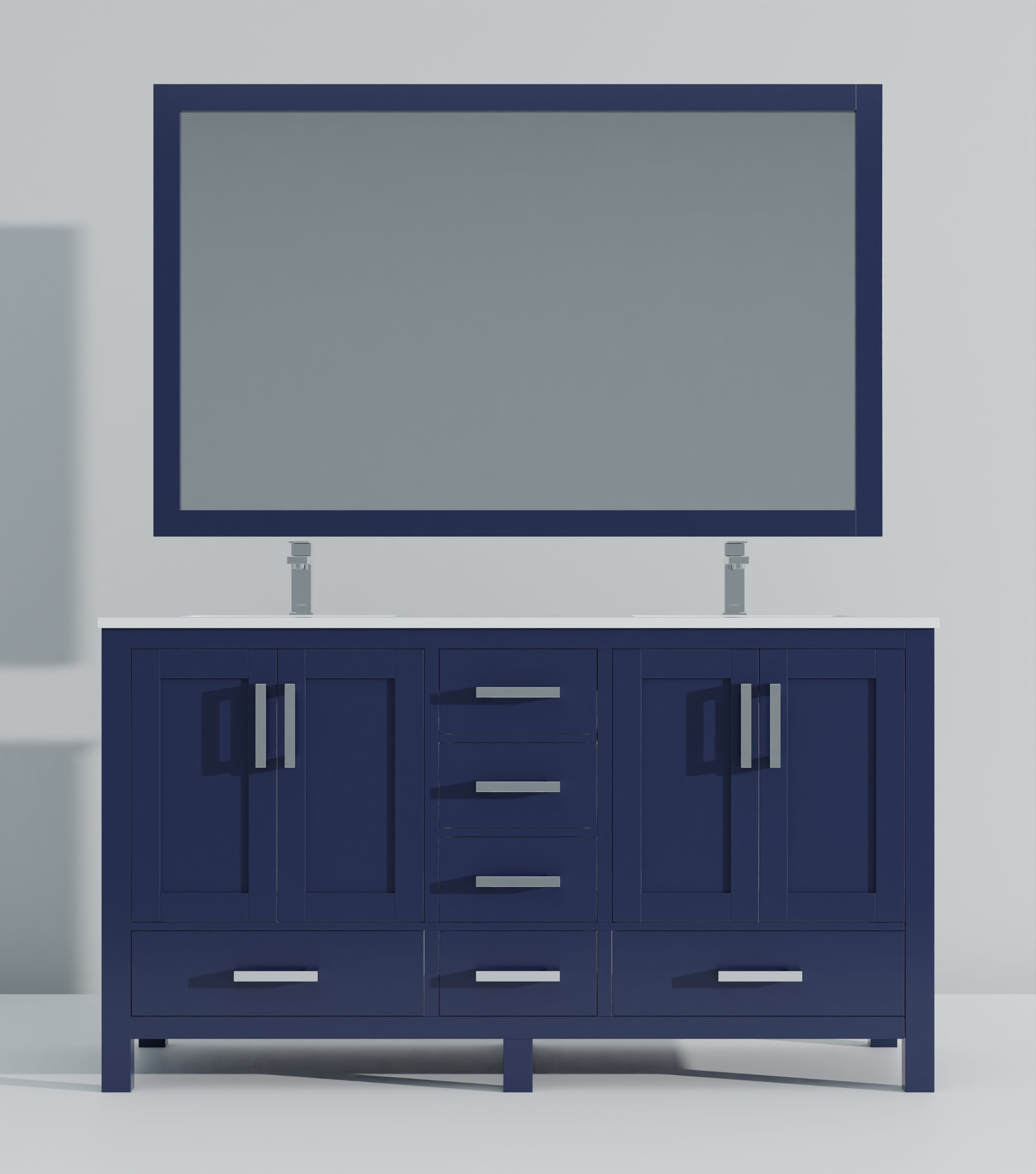 Jacques 60 in. W x 22 in. D Navy Blue Double Bath Vanity