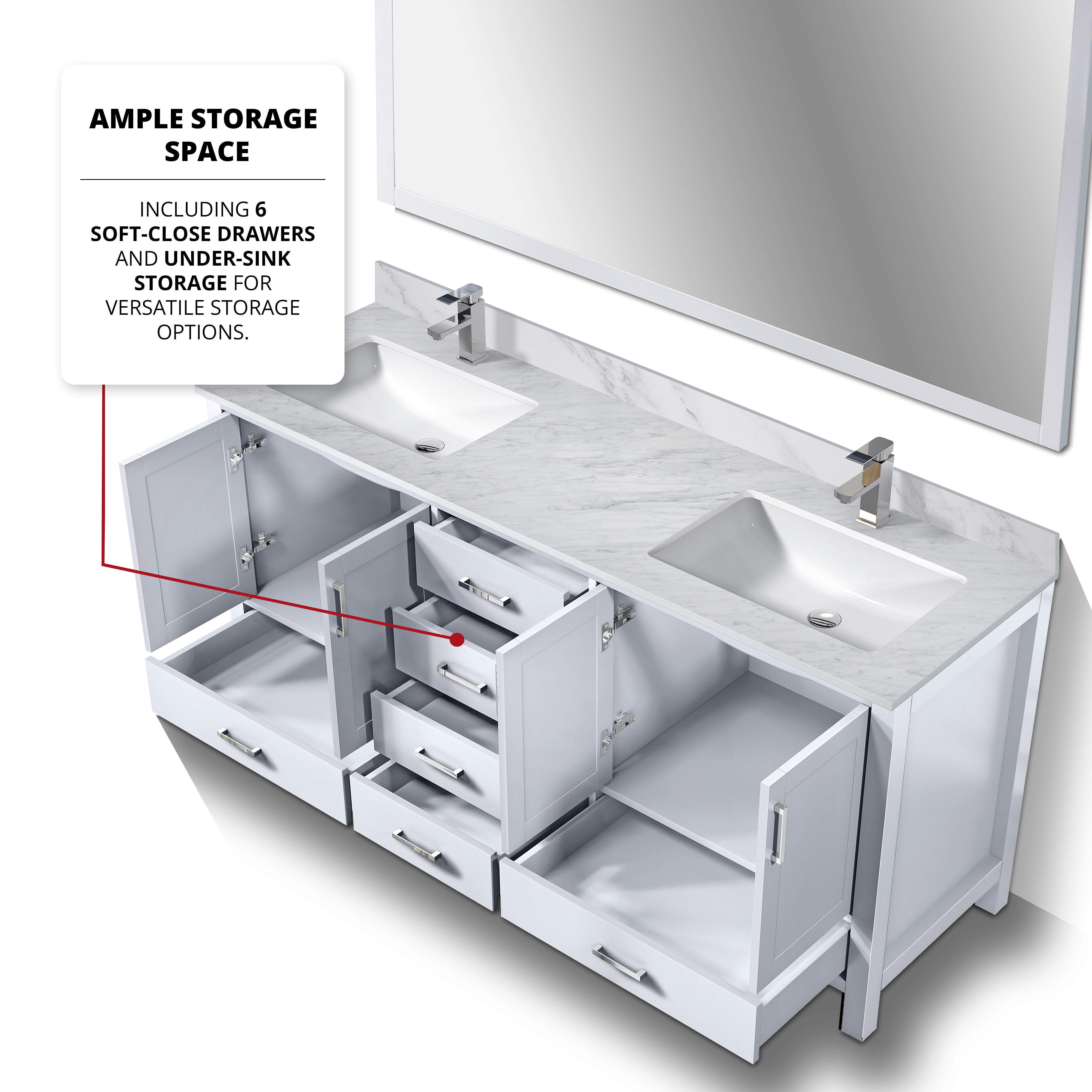 Jacques 72 in. W x 22 in. D White Double Bath Vanity