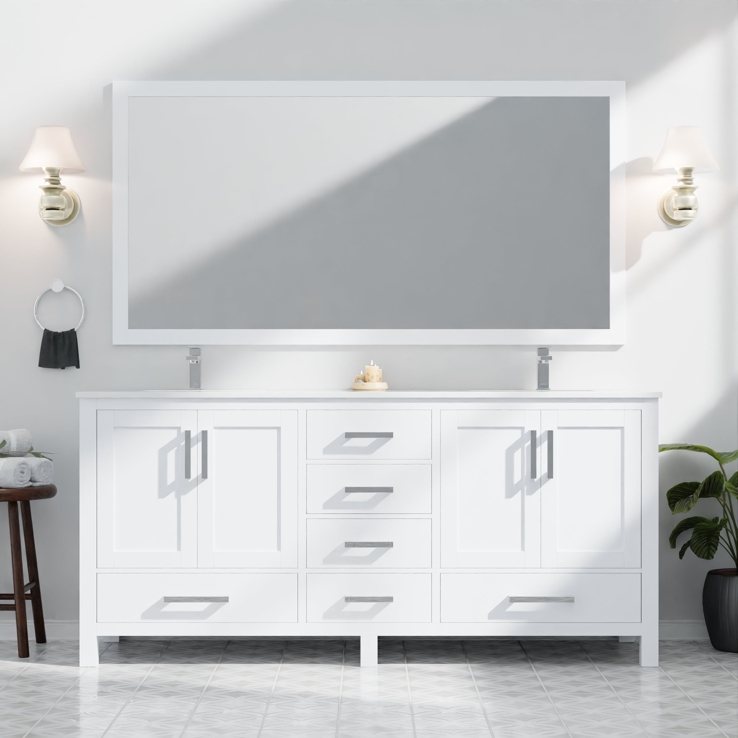 Jacques 72 in. W x 22 in. D White Double Bath Vanity