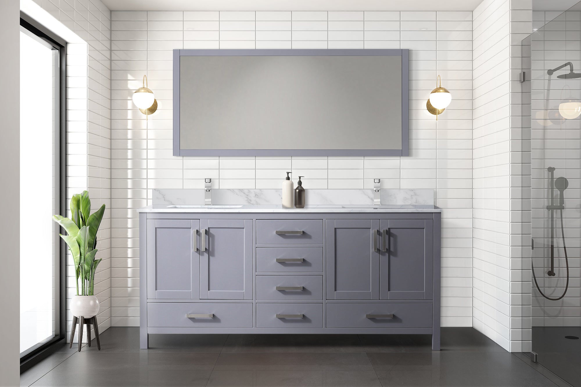 Jacques 72 in. W x 22 in. D Dark Grey Double Bath Vanity