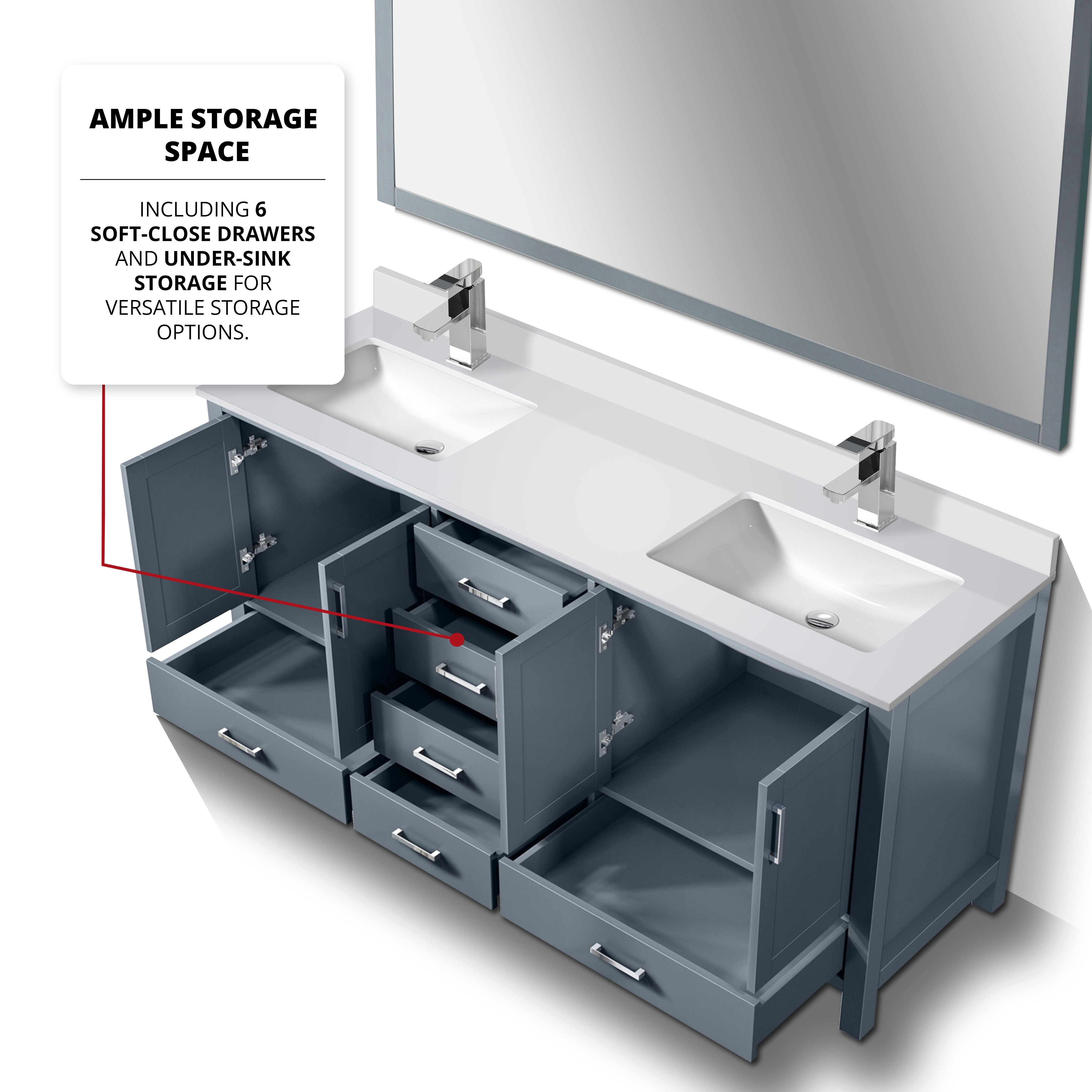 Jacques 72 in. W x 22 in. D Dark Grey Double Bath Vanity