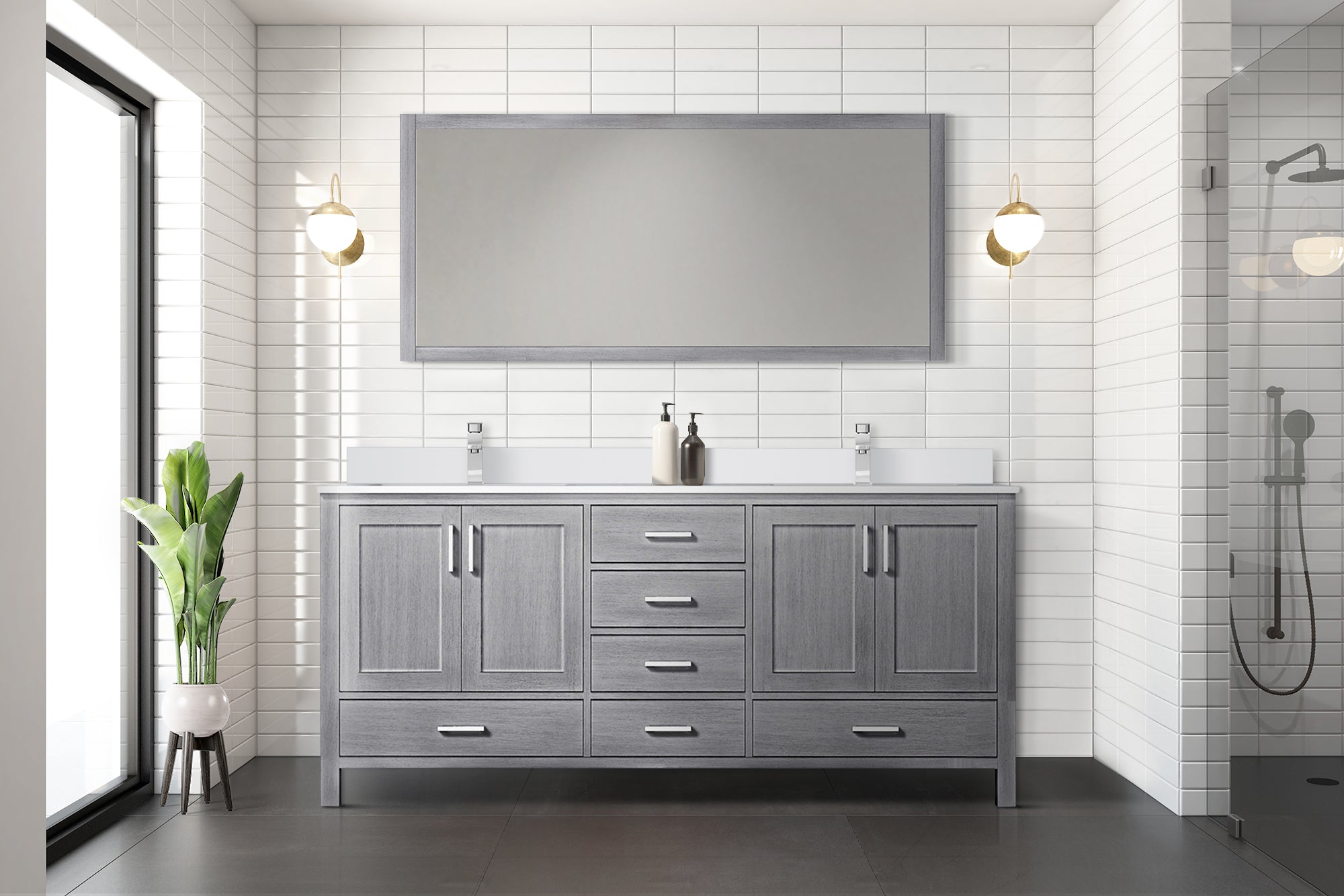 Jacques 72 in. W x 22 in. D Distressed Grey Double Bath Vanity