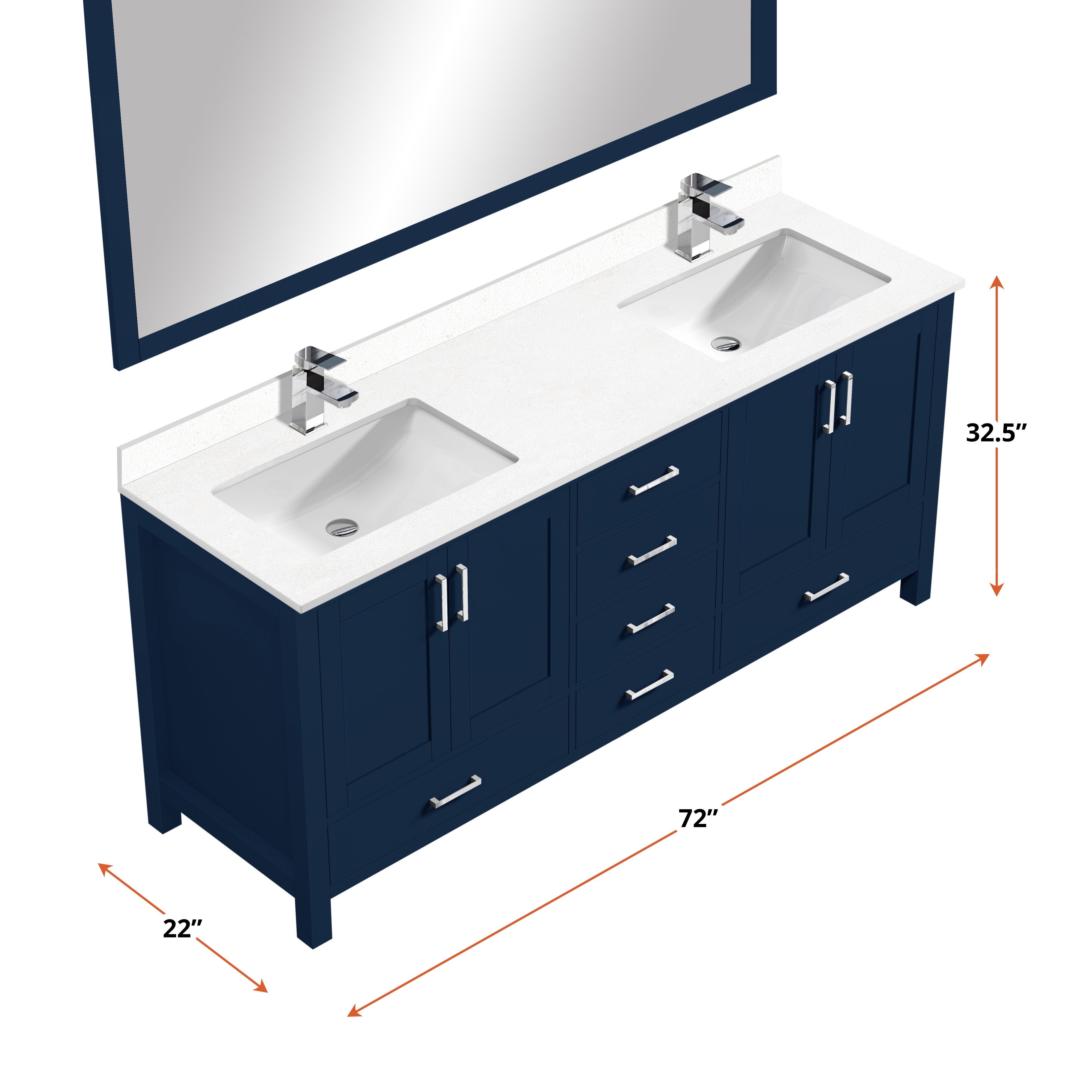 Jacques 72 in. W x 22 in. D Navy Blue Double Bath Vanity