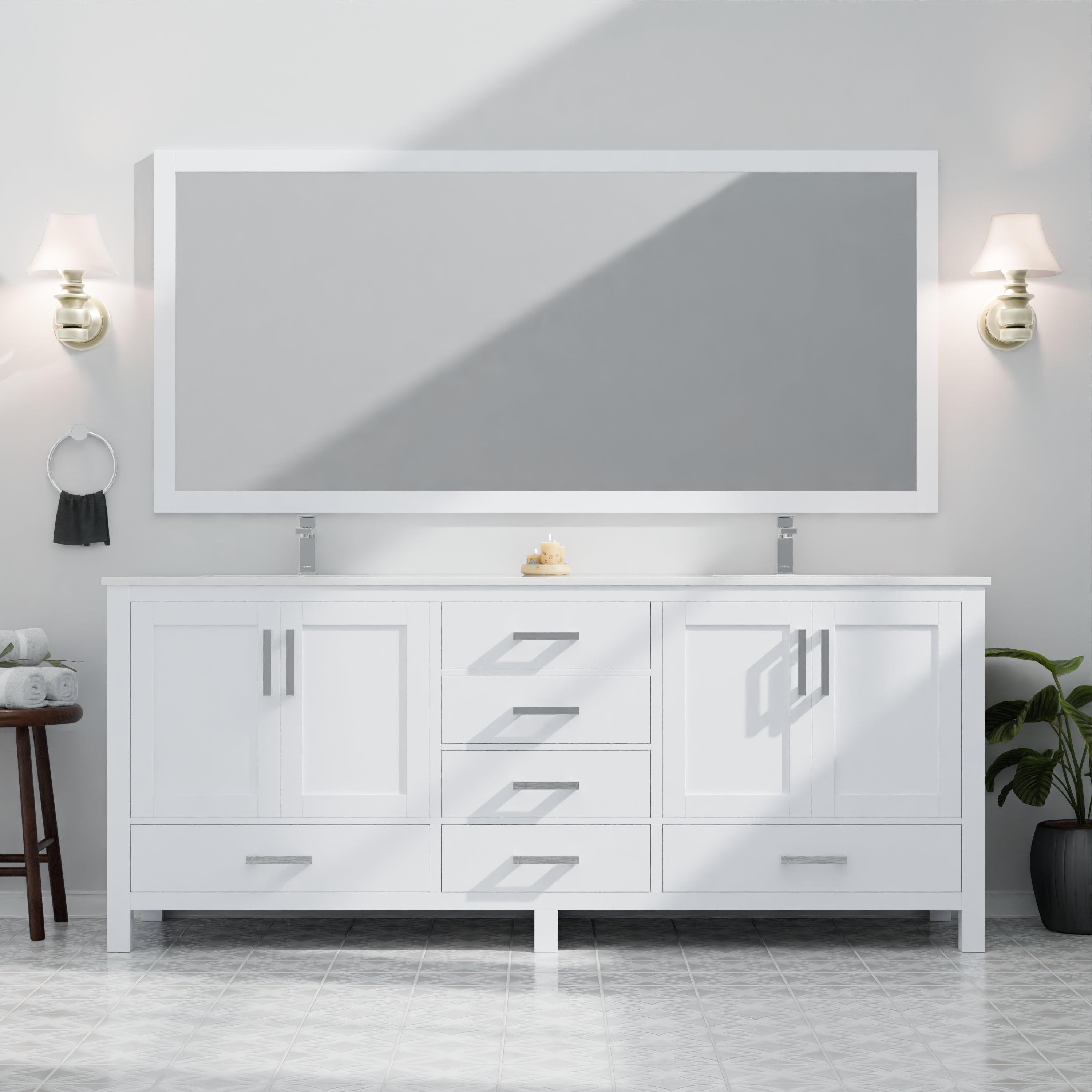 Jacques 80 in. W x 22 in. D White Double Bath Vanity