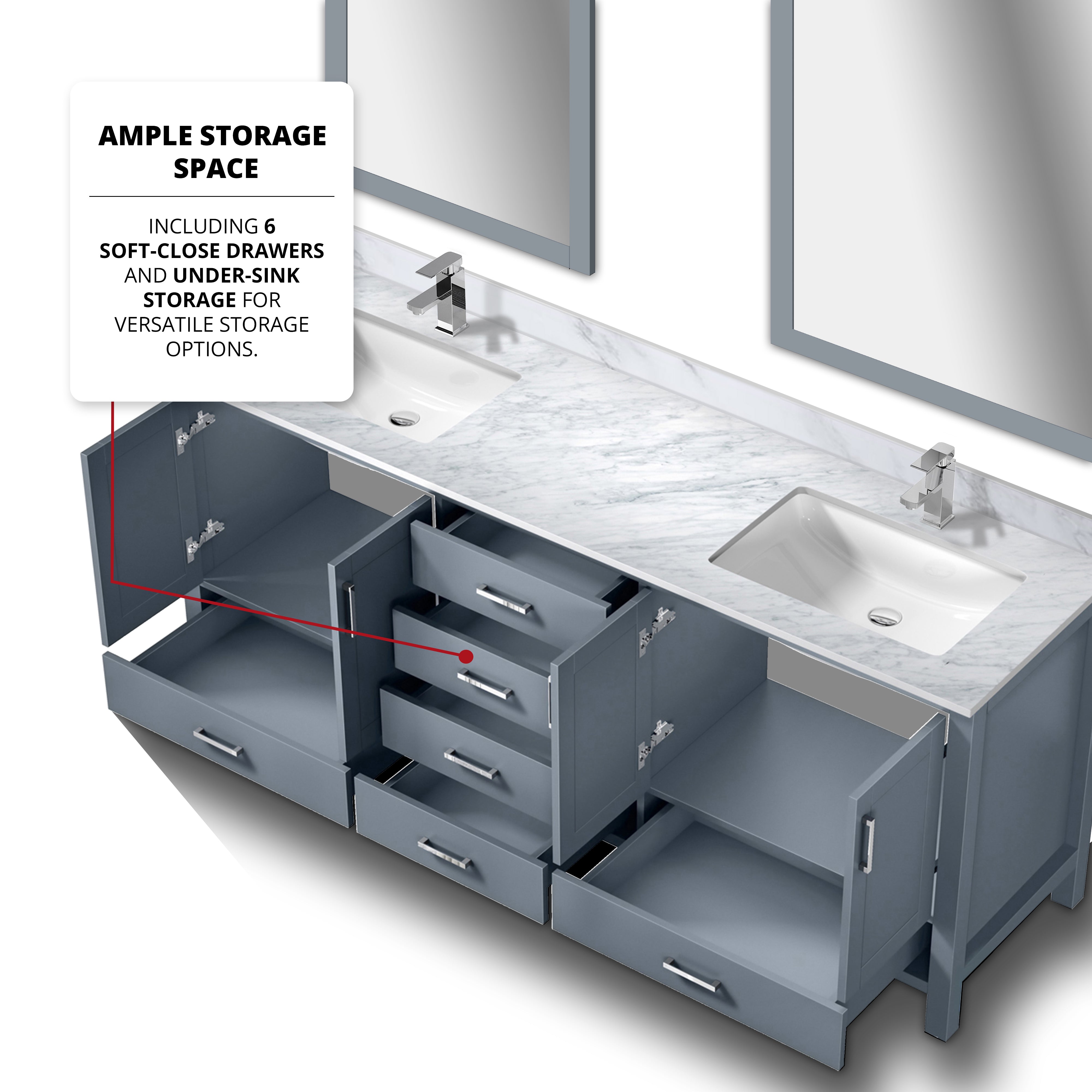 Jacques 80 in. W x 22 in. D Dark Grey Double Bath Vanity