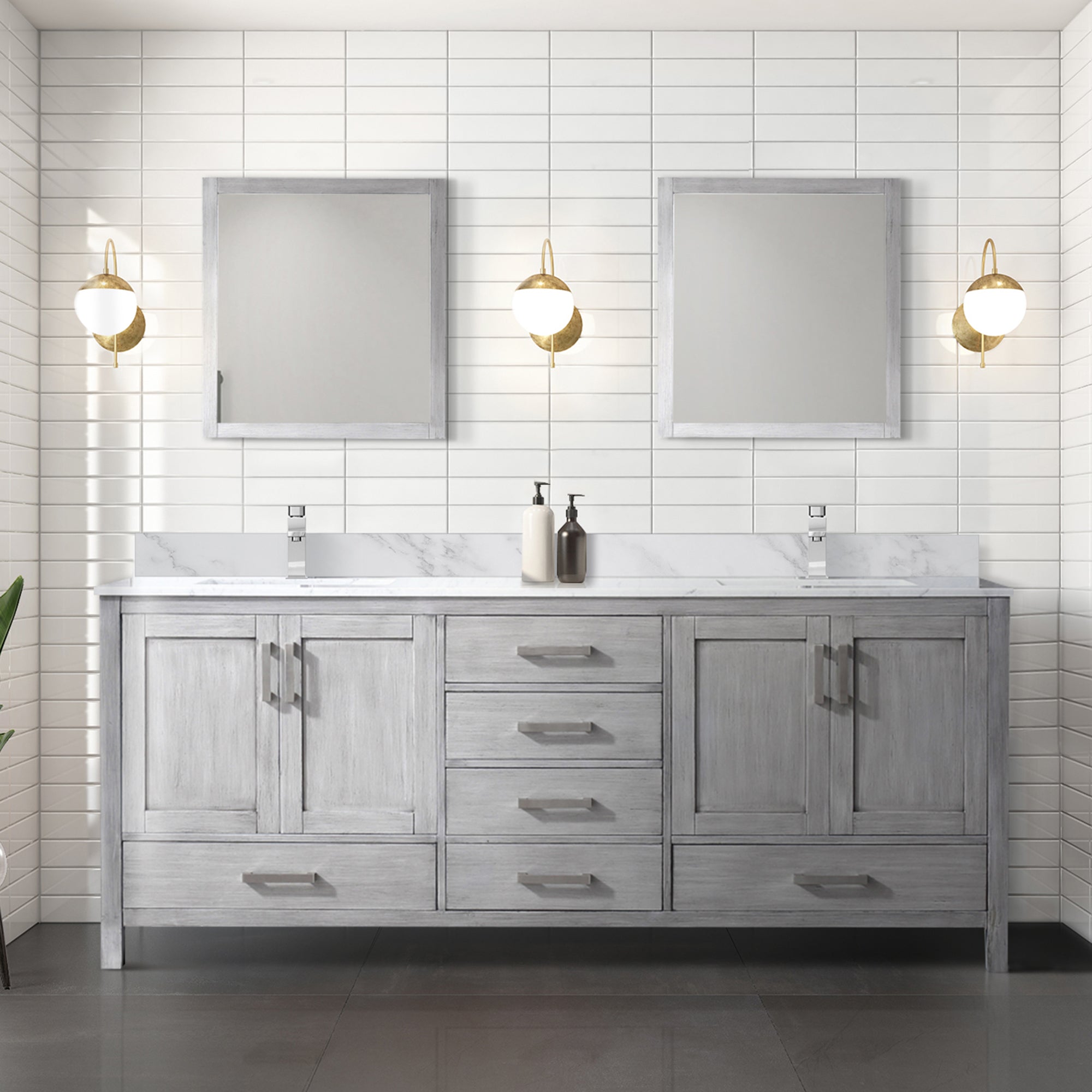 Jacques 80 in. W x 22 in. D Distressed Grey Double Bath Vanity
