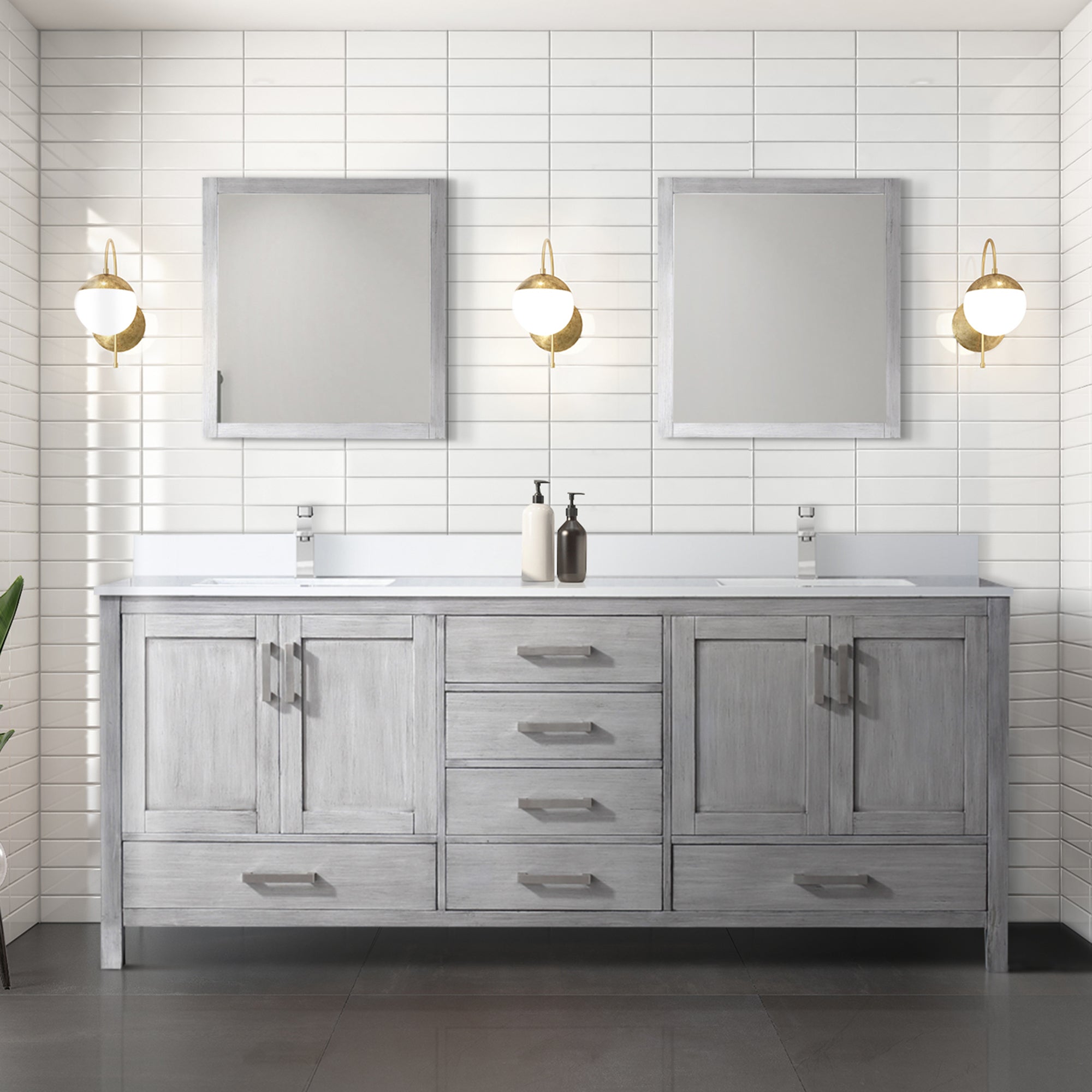 Jacques 80 in. W x 22 in. D Distressed Grey Double Bath Vanity