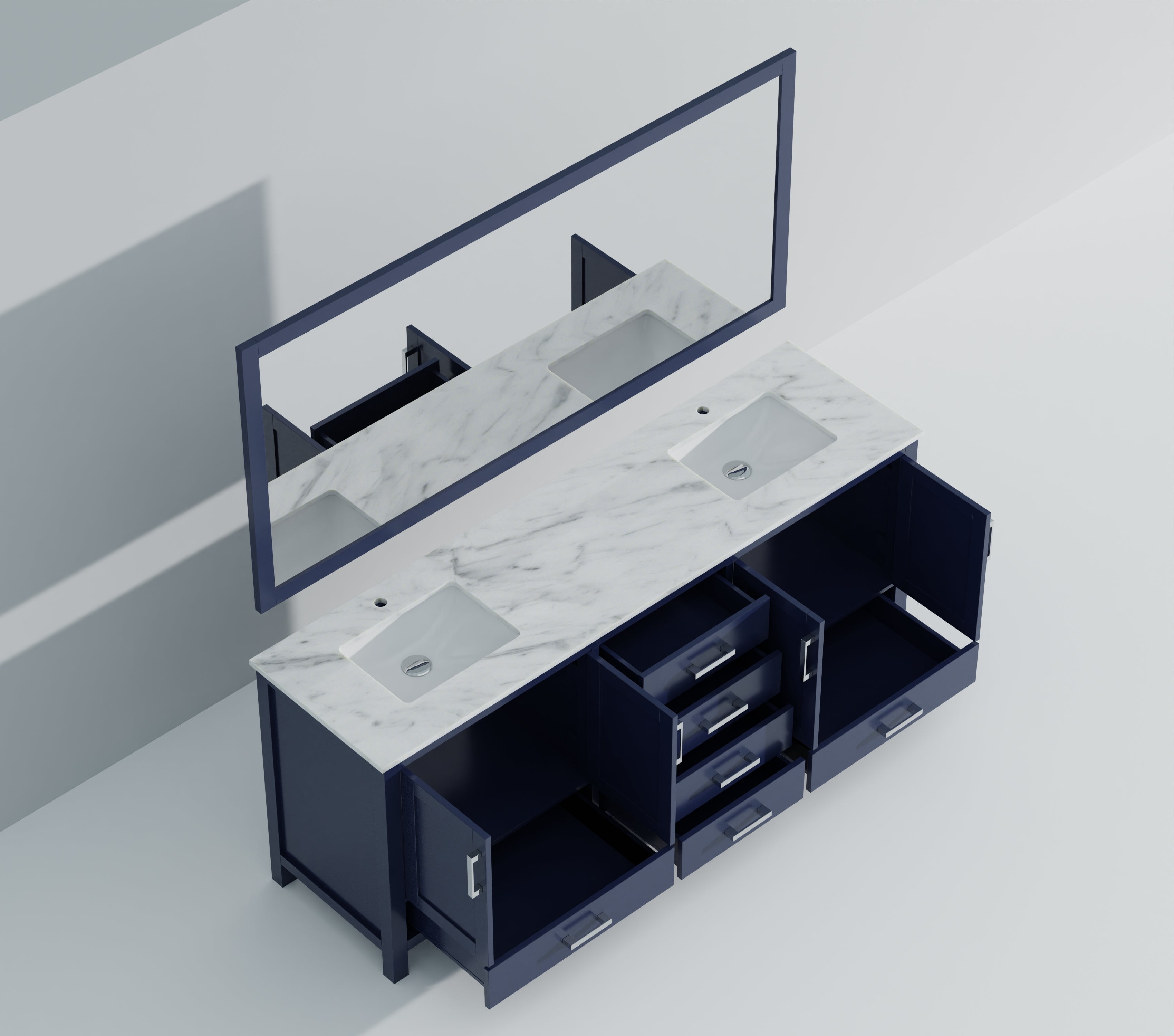 Jacques 80 in. W x 22 in. D Navy Blue Double Bath Vanity
